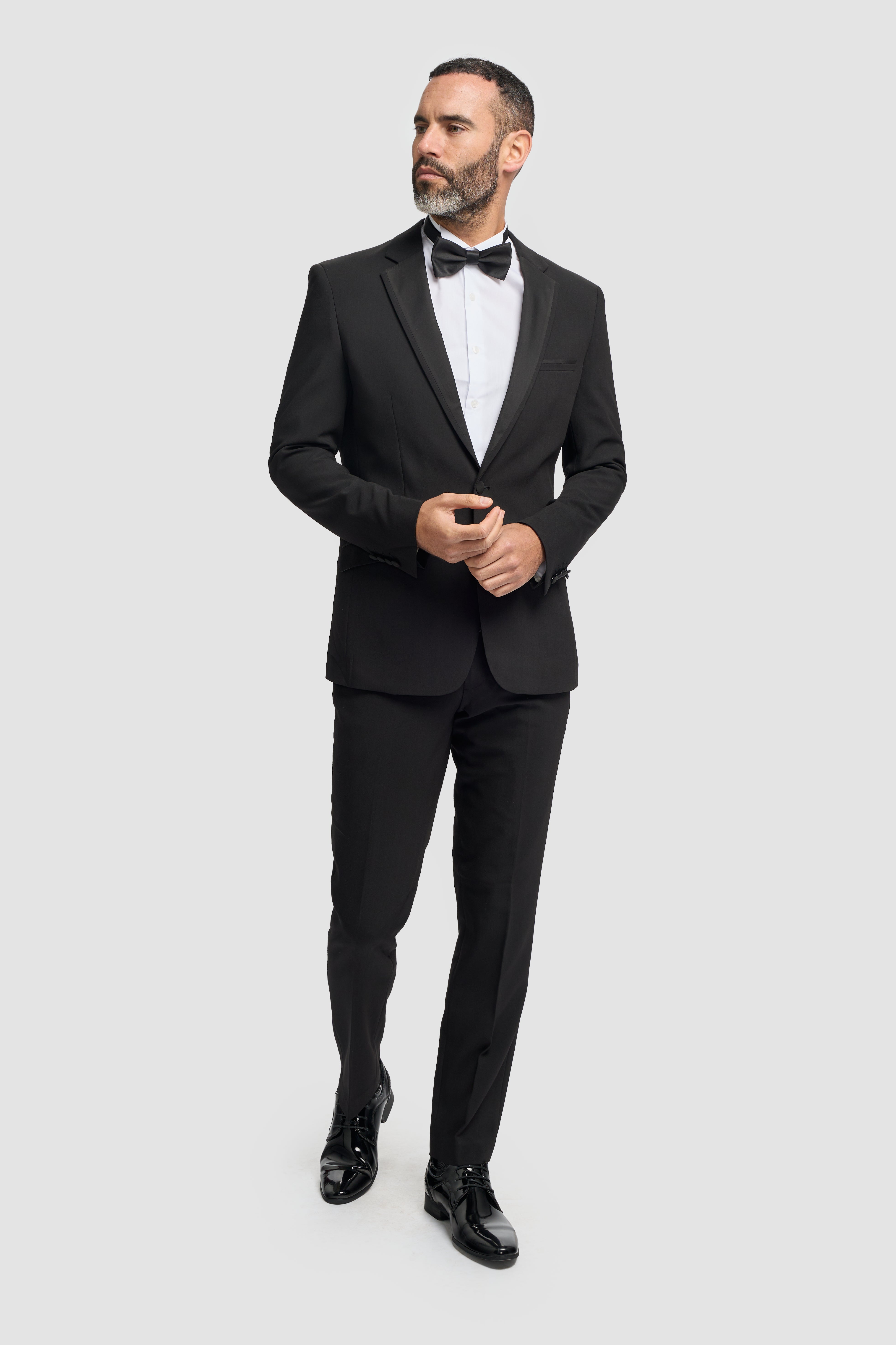 Herren Slim Fit Smoking Schwarzer Anzug - Schwarz
