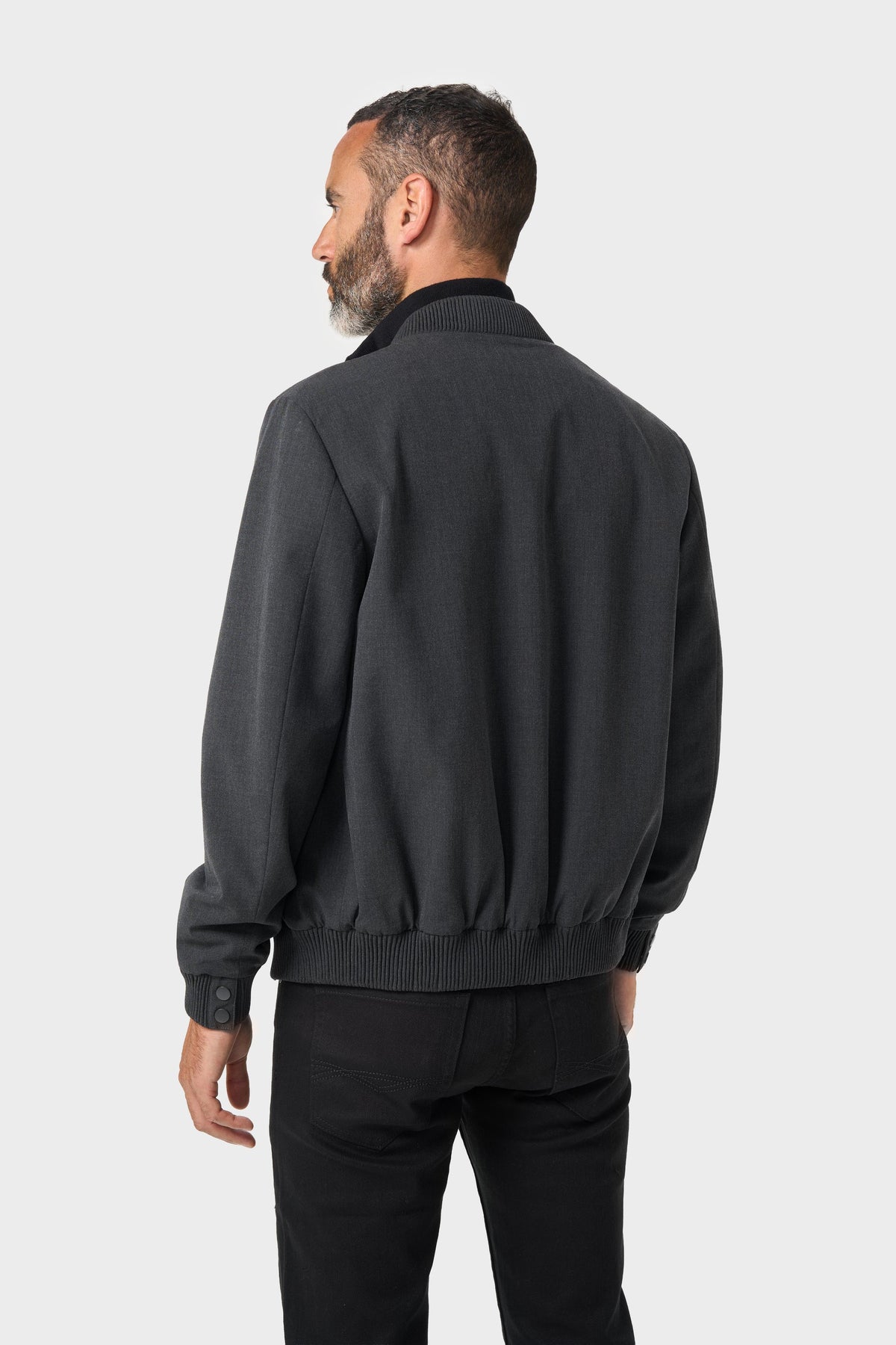 Men’s Smart Bomber Jacket - Cavani Statton Charcoal model back picture