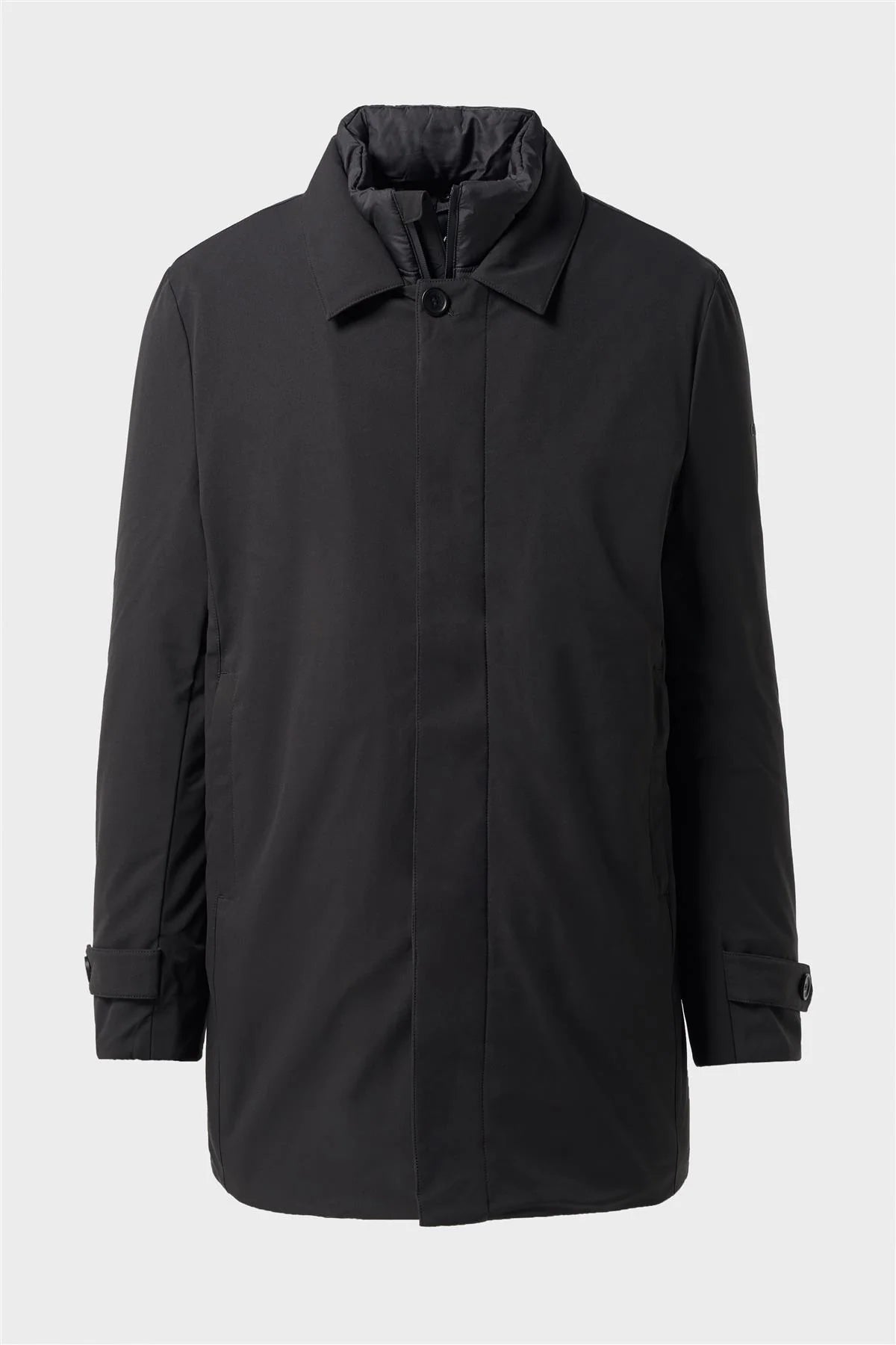 Men’s Smart Padded Long Winter Coat – Cavani Clayton Black Front Picture