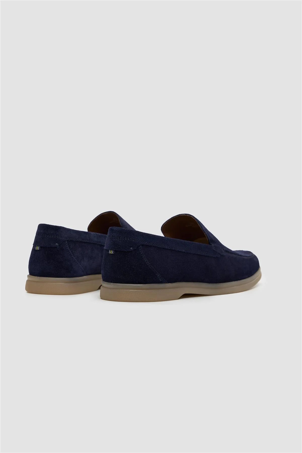 Men’s Suede Leather Moccasin Slip On Loafer Shoes - Breezy - Navy Back Picture