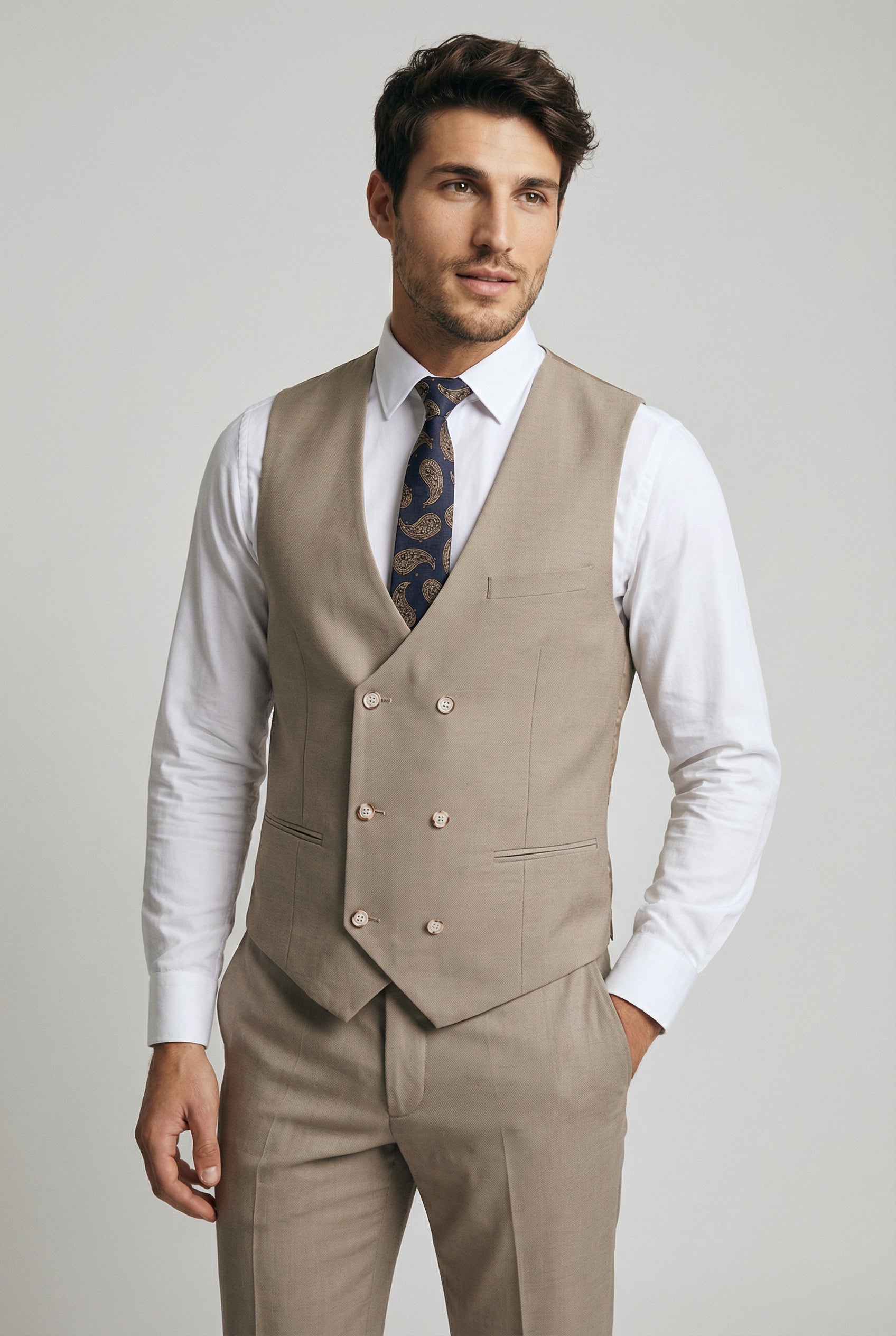 بدلة رجالية مفصلة بثلاث قطع للمناسبات الخاصة الكلاسيكية - جيمس - بيج تاوب