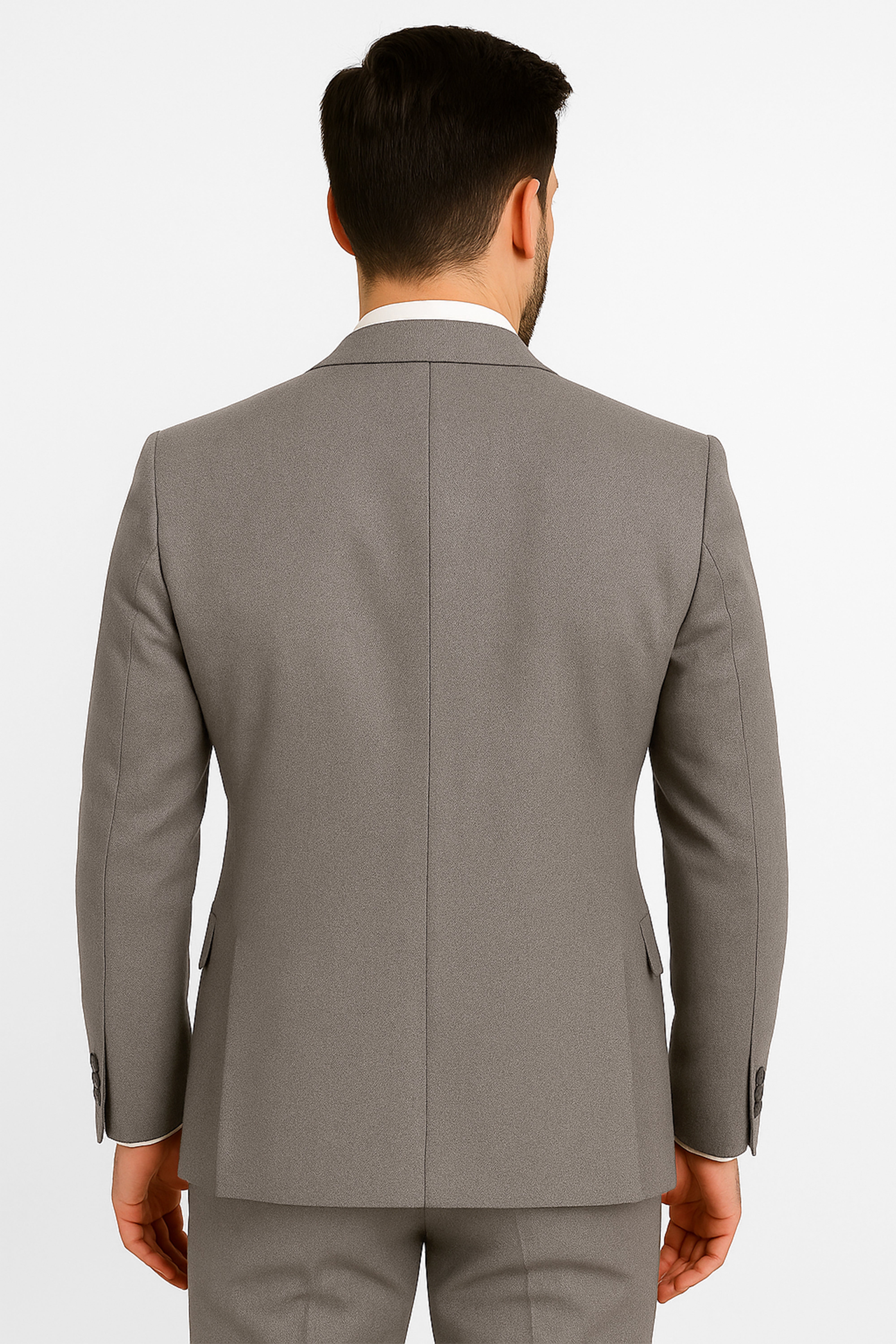 Men's Textured Tailored Fit Suit - ADRIAN - Dark Beige