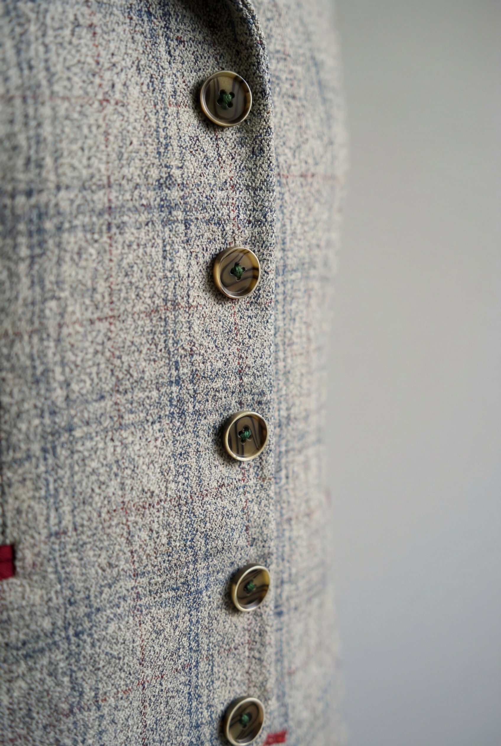 Herren Tweed Karo Slim Fit Grauer Anzug - ANDREW - Grau