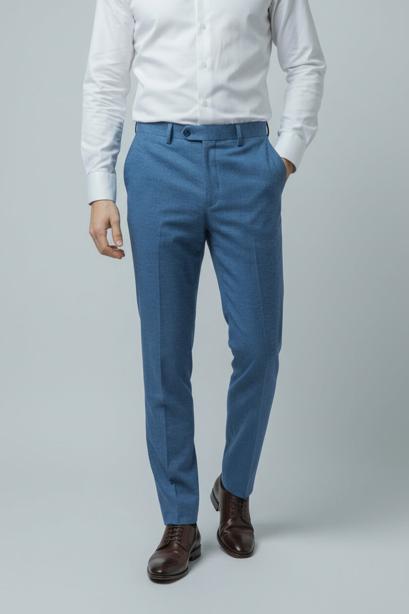 Traje azul Yale ajustado de tweed para hombre - JAXON