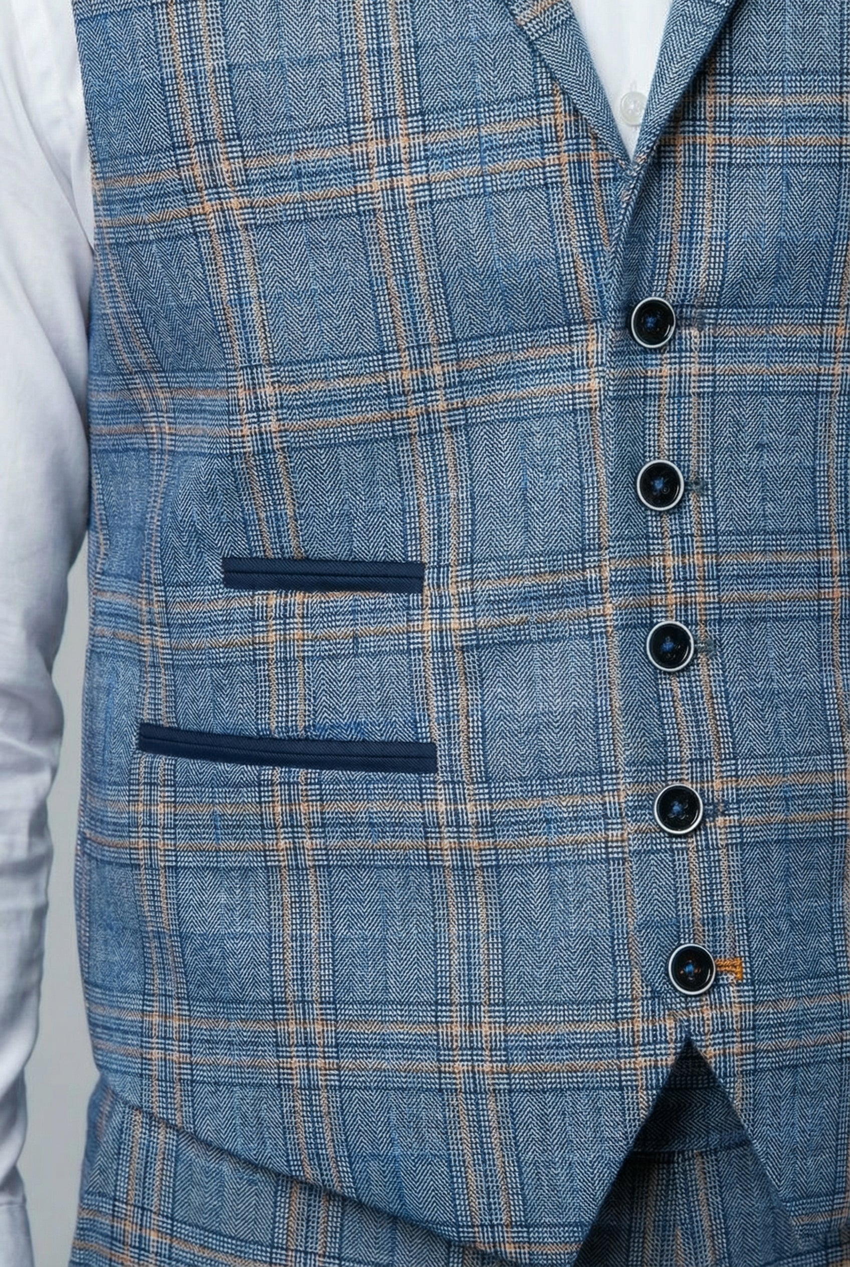 Men's Windowpane Check Slim Fit Suit - LEVI - Blue