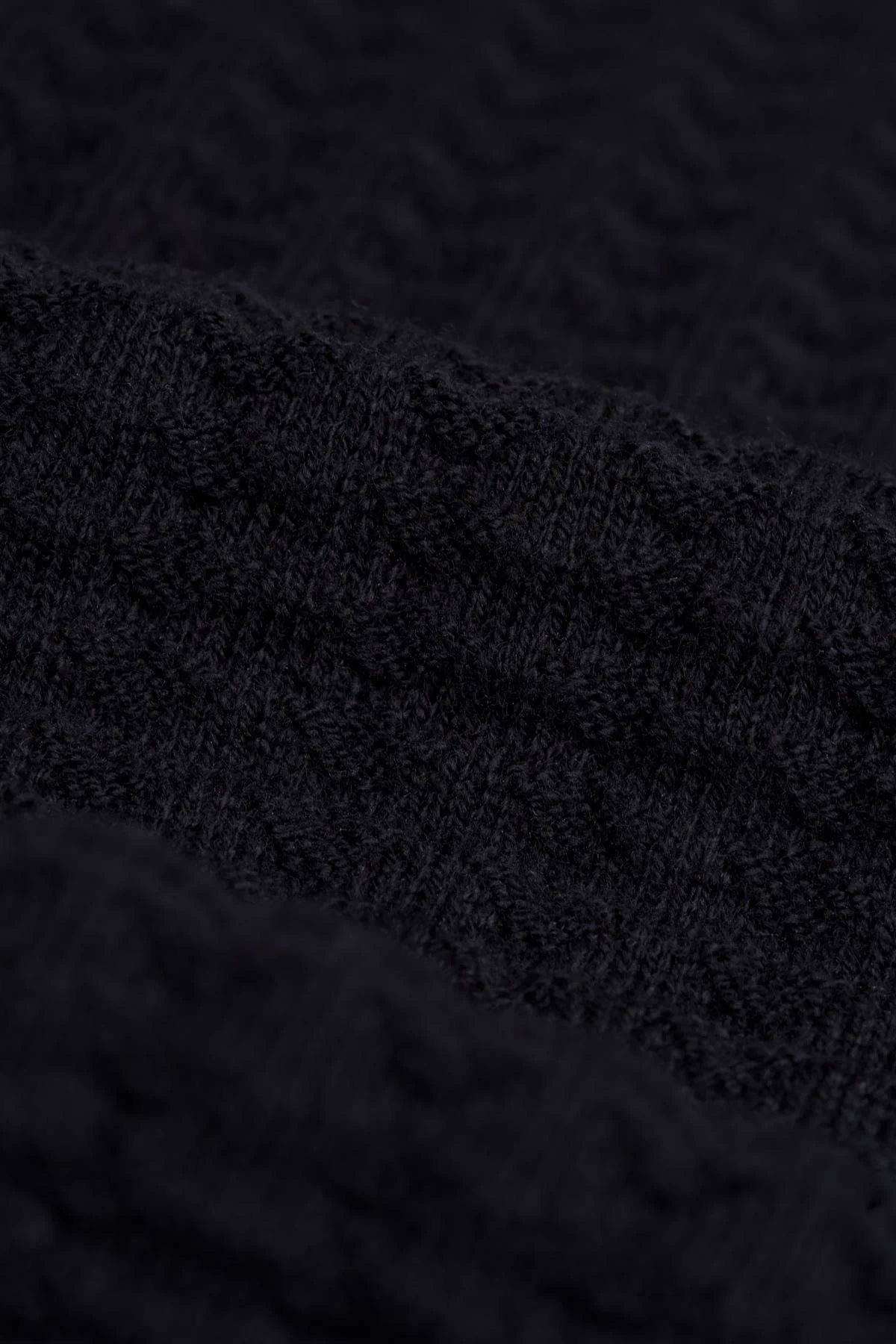 Men’s Wool-Cotton Waffle Knit Roll Neck Jumper - Argas - Navy