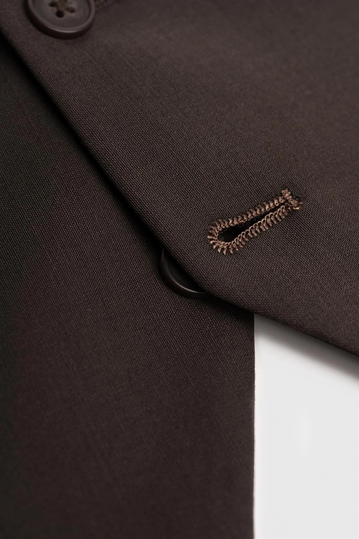 Traje formal ajustado de lana para hombre de 3 piezas - Bond - Castaño rojizo