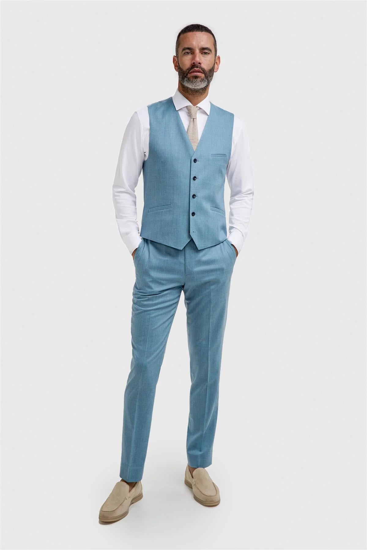 Herren Woll Slim Fit Formelle Weste - James - Marine Blau