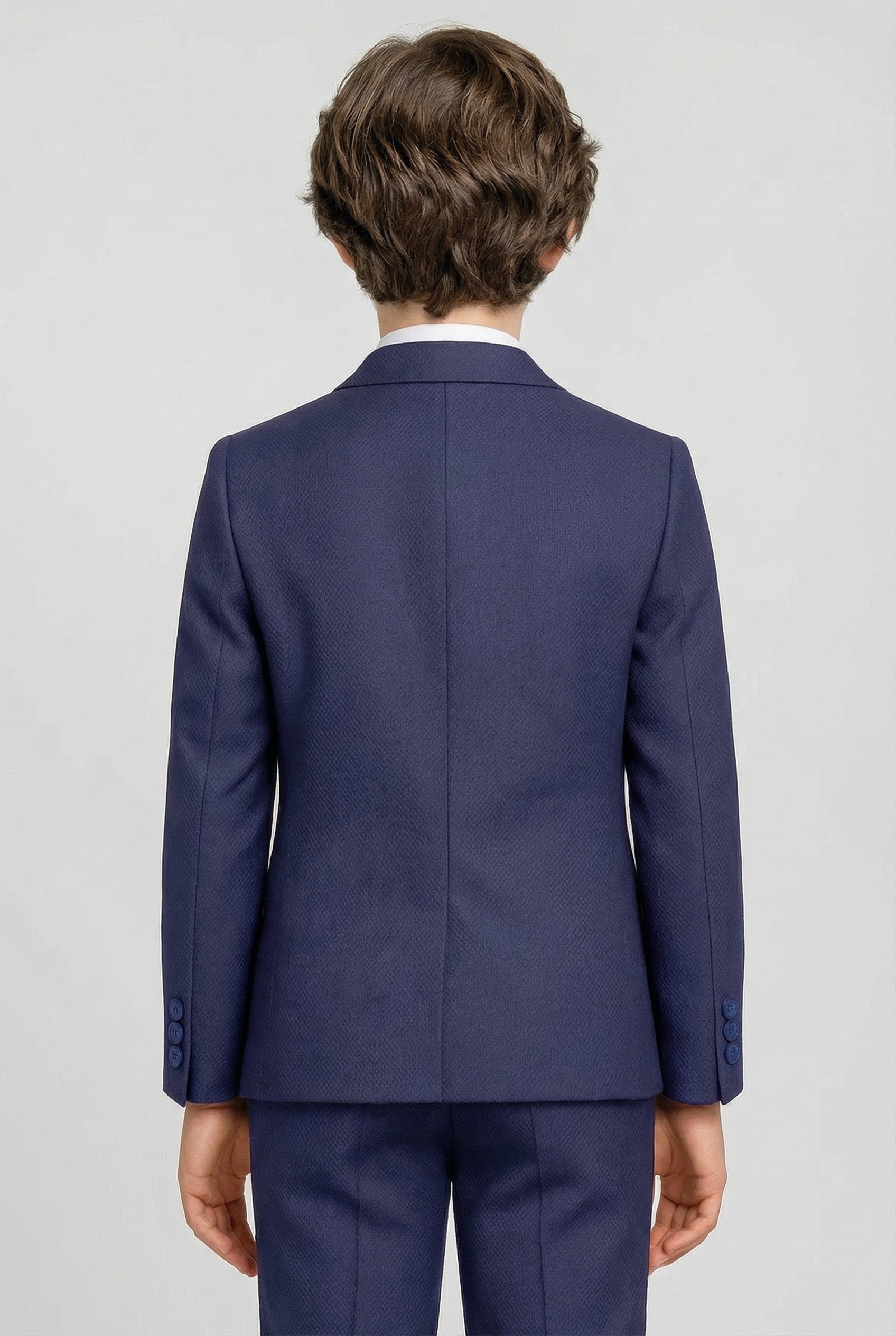 Erkek Çocuk 5 Parça Dokulu Örgü Takım Çift Sıralı Yelekli - Koyu Lacivert