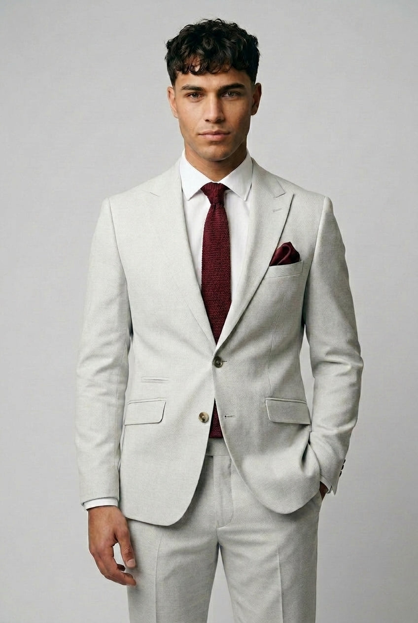 Tropez 2-Piece Textured Prom Suit - Slate Model Picture