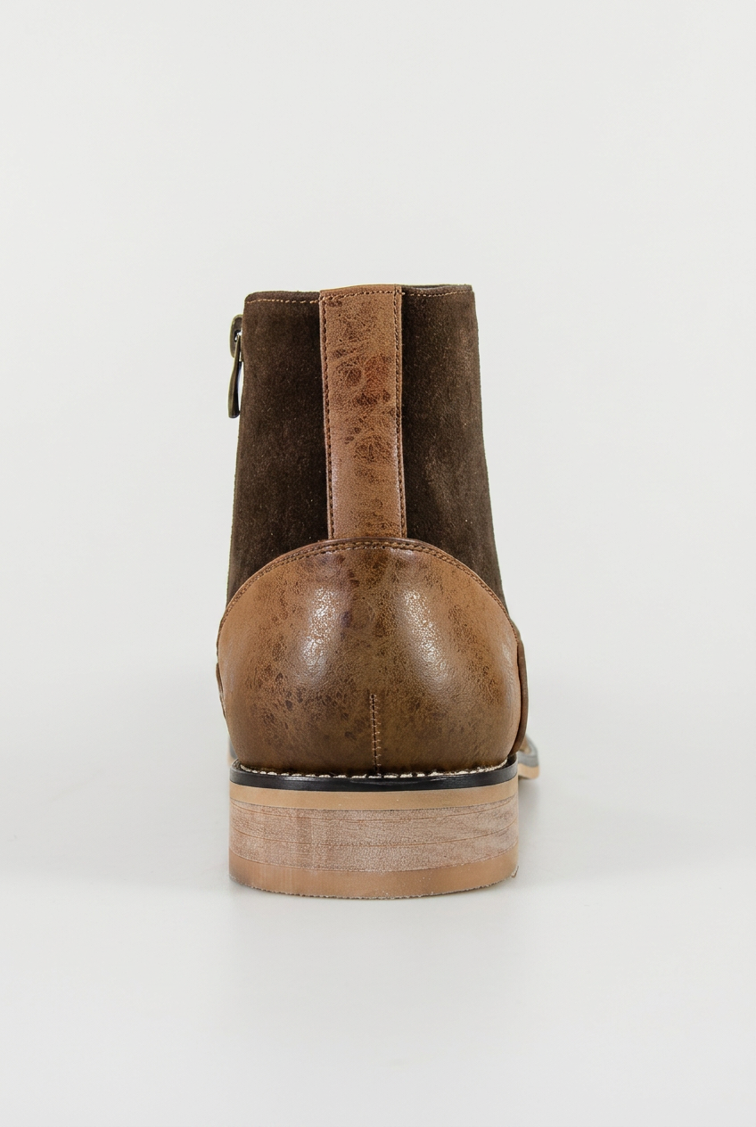 Bottes basses pour homme marron bicolores à bout cap-toe, élégantes et décontractées