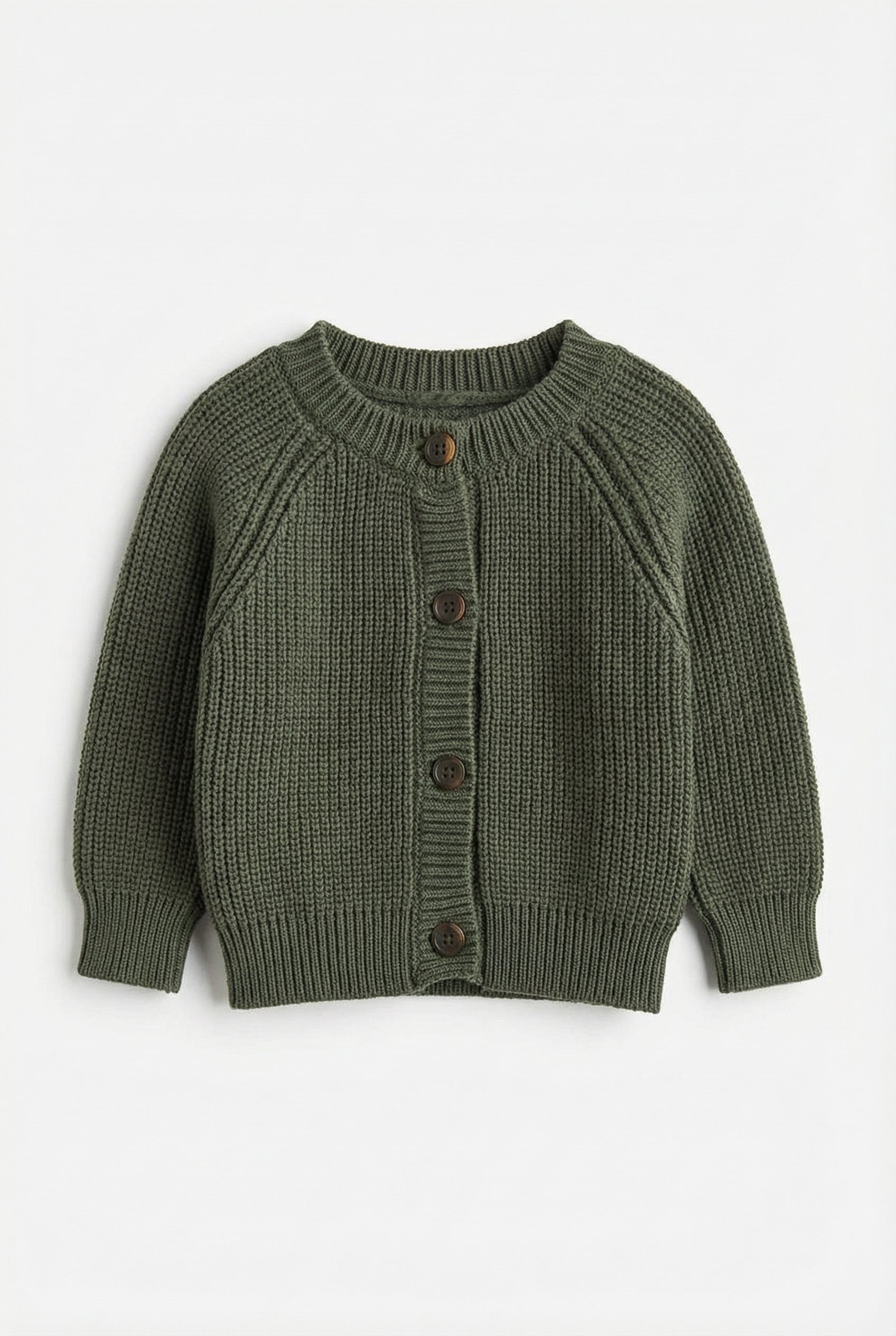 Unisex Baby 2-Piece Ribbed Knit Cardigan & Trousers Lounge Set - Green Cardigan Picture