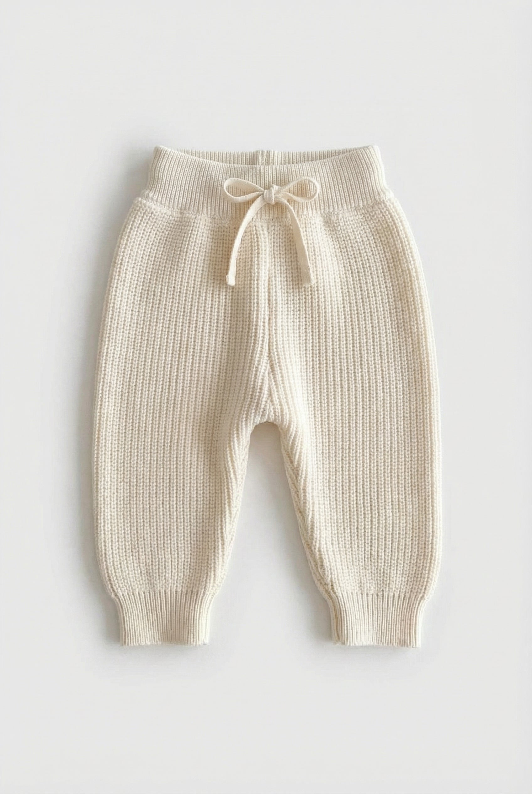 Unisex Baby 2-Piece Ribbed Knit Cardigan & Trousers Lounge Set - Ivory Trousers Picture