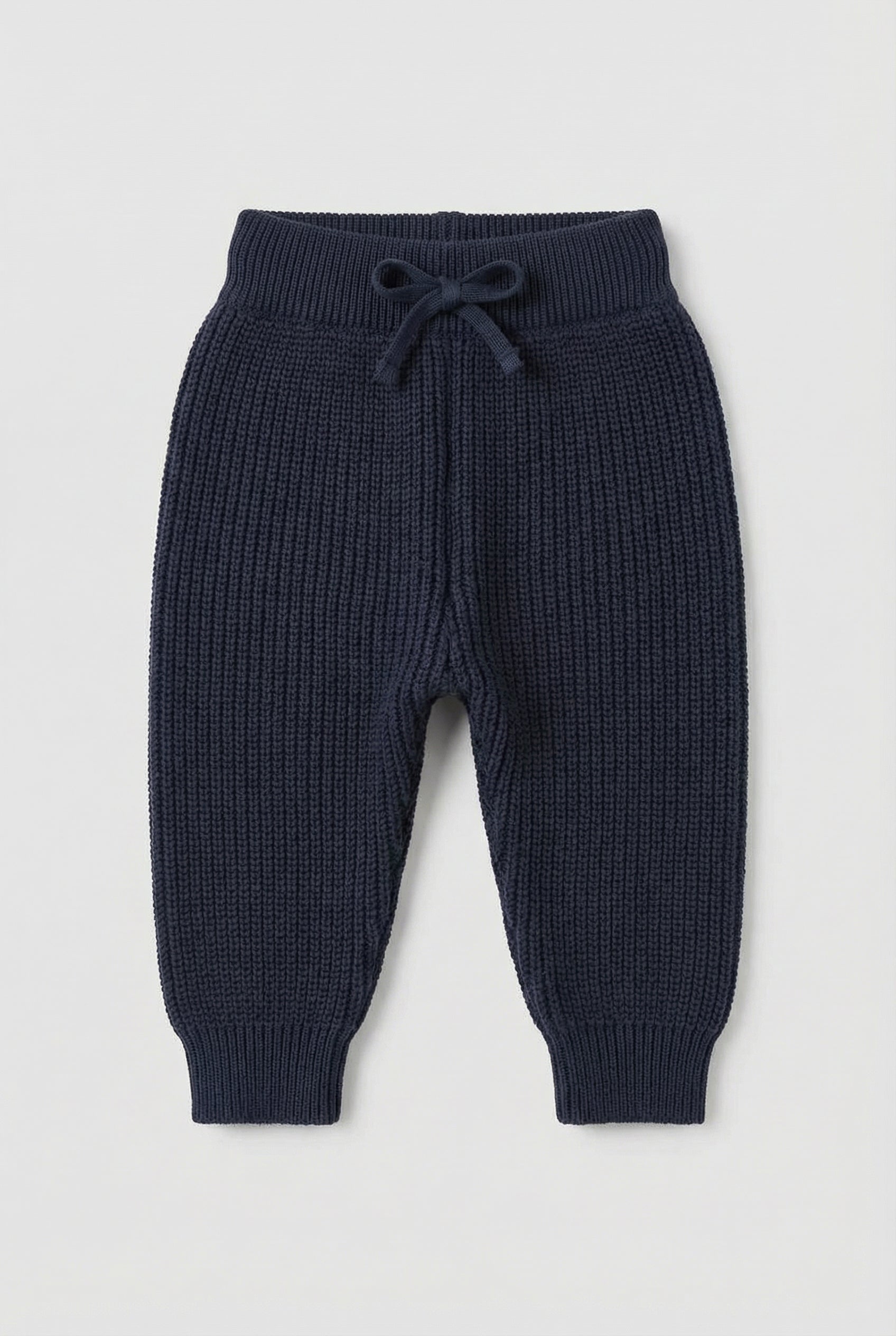 Unisex Baby 2-Piece Ribbed Knit Cardigan & Trousers Lounge Set - Navy Trousers Picture