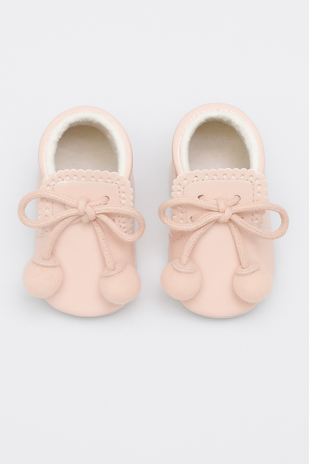 Unisex Baby Patent Pom Pom Booties Pram Shoes - Joe - Pink Front Picture