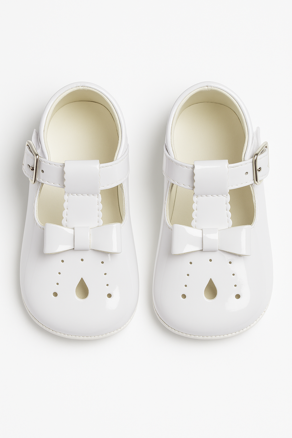 Unisex Baby Patent Shoes - HARPER - White Front Picture