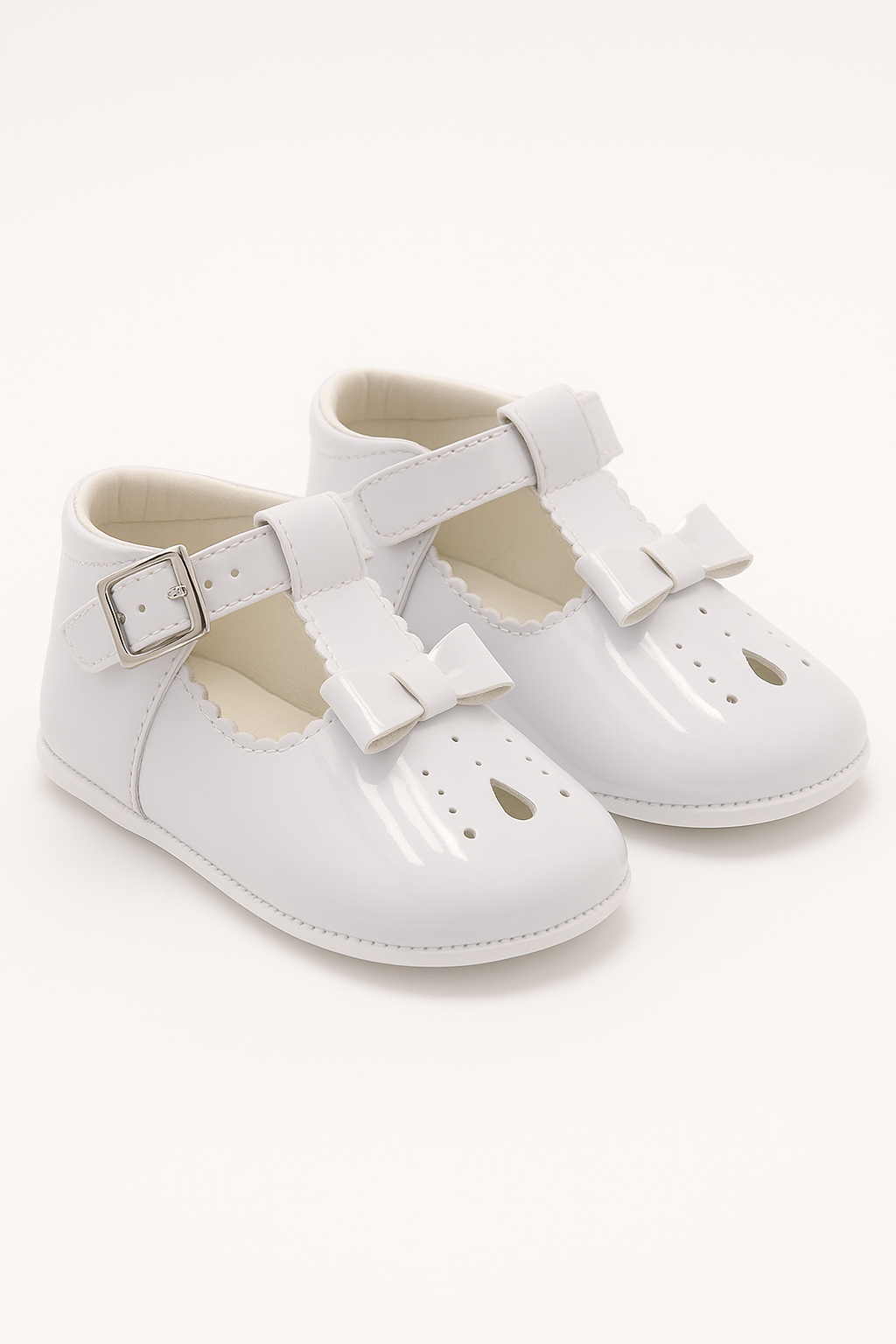 Unisex Baby Patent Shoes - HARPER - White Pair Side Picture
