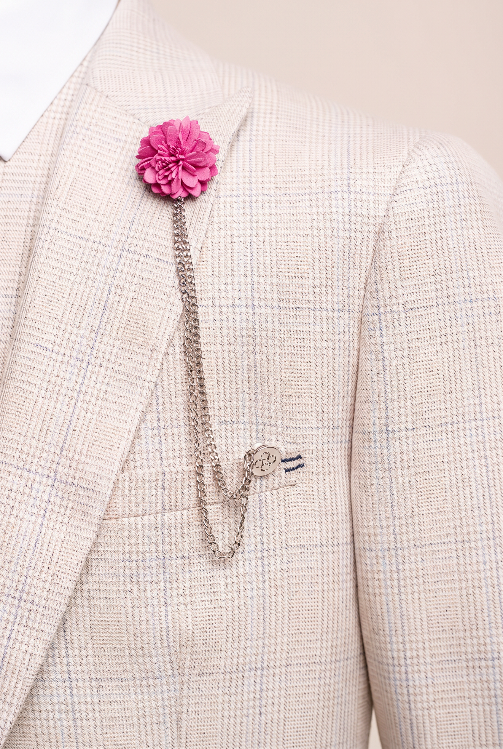 Broche chaîne à fleurs unisexe, accessoire de costume - Rose