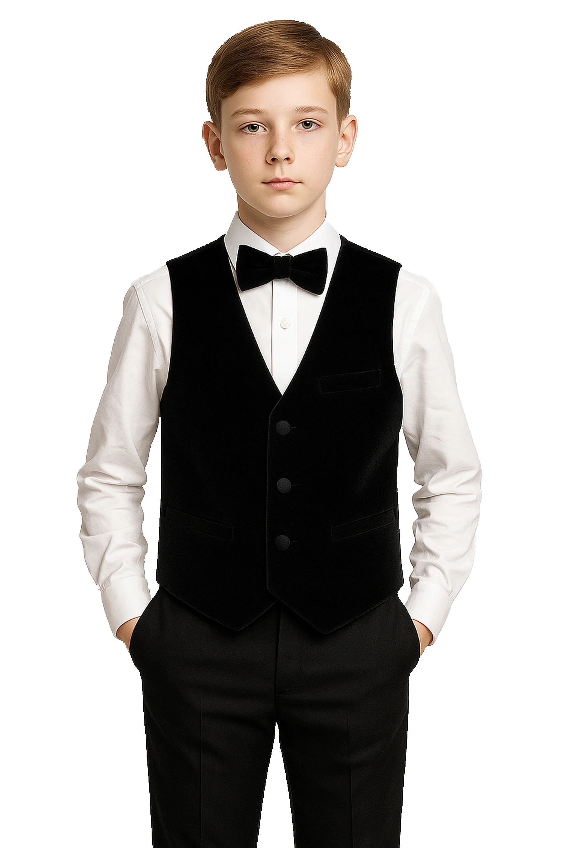 Set Gilet in Velluto Slim Fit per Ragazzi - SAVOY - Nero