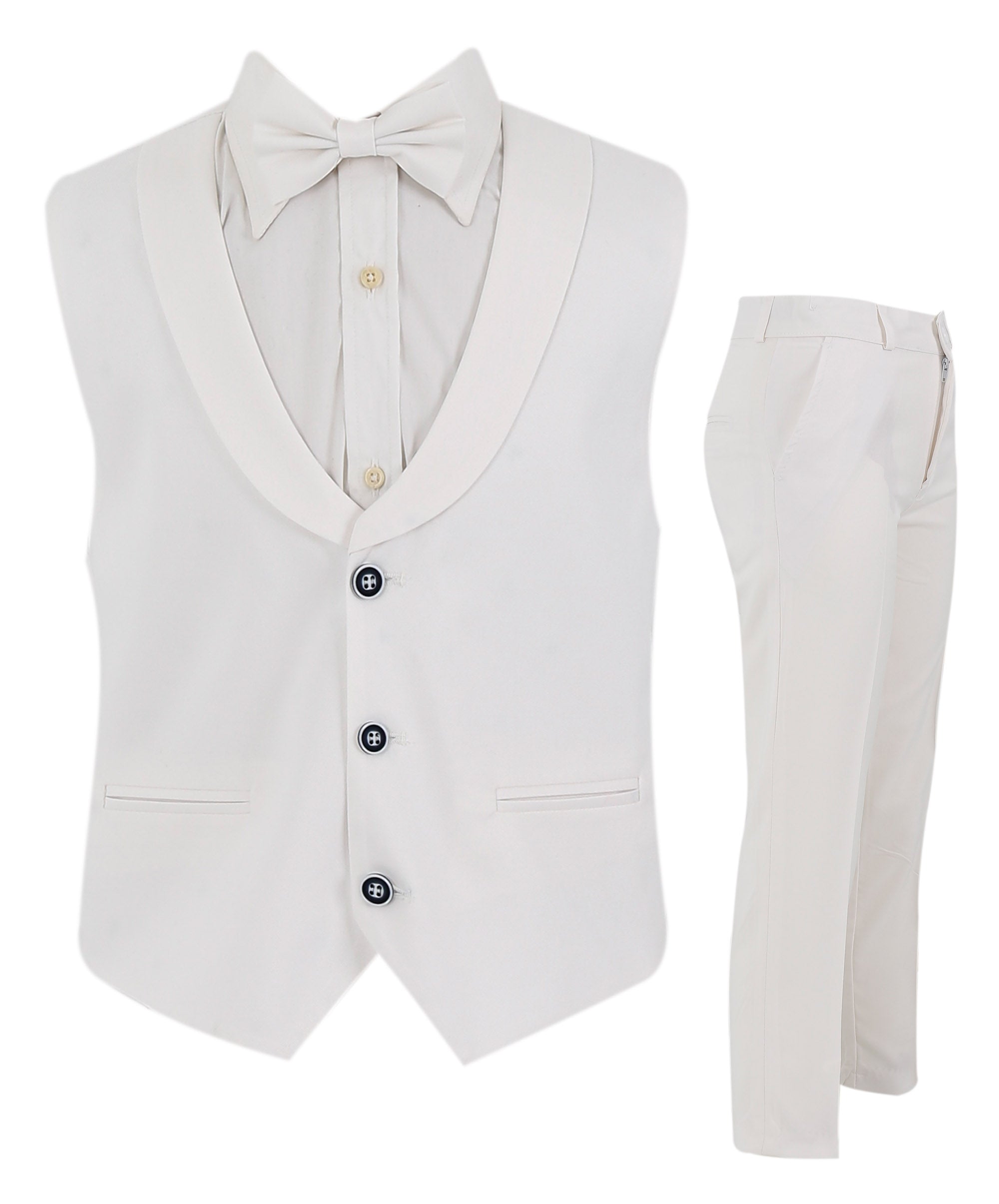 Baby & Boys 3-Piece White Cotton-Linen Waistcoat Suit Set - WHITBY