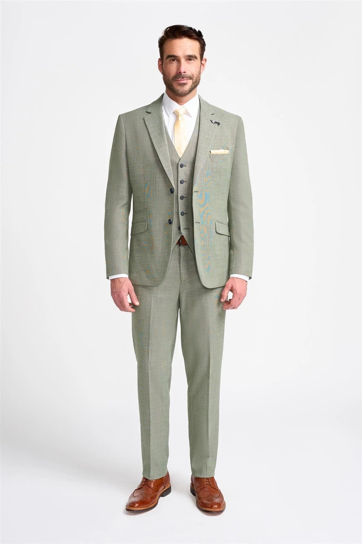Father & Son Matching Textured 3-Piece Suit Set - Miami - Sage Green