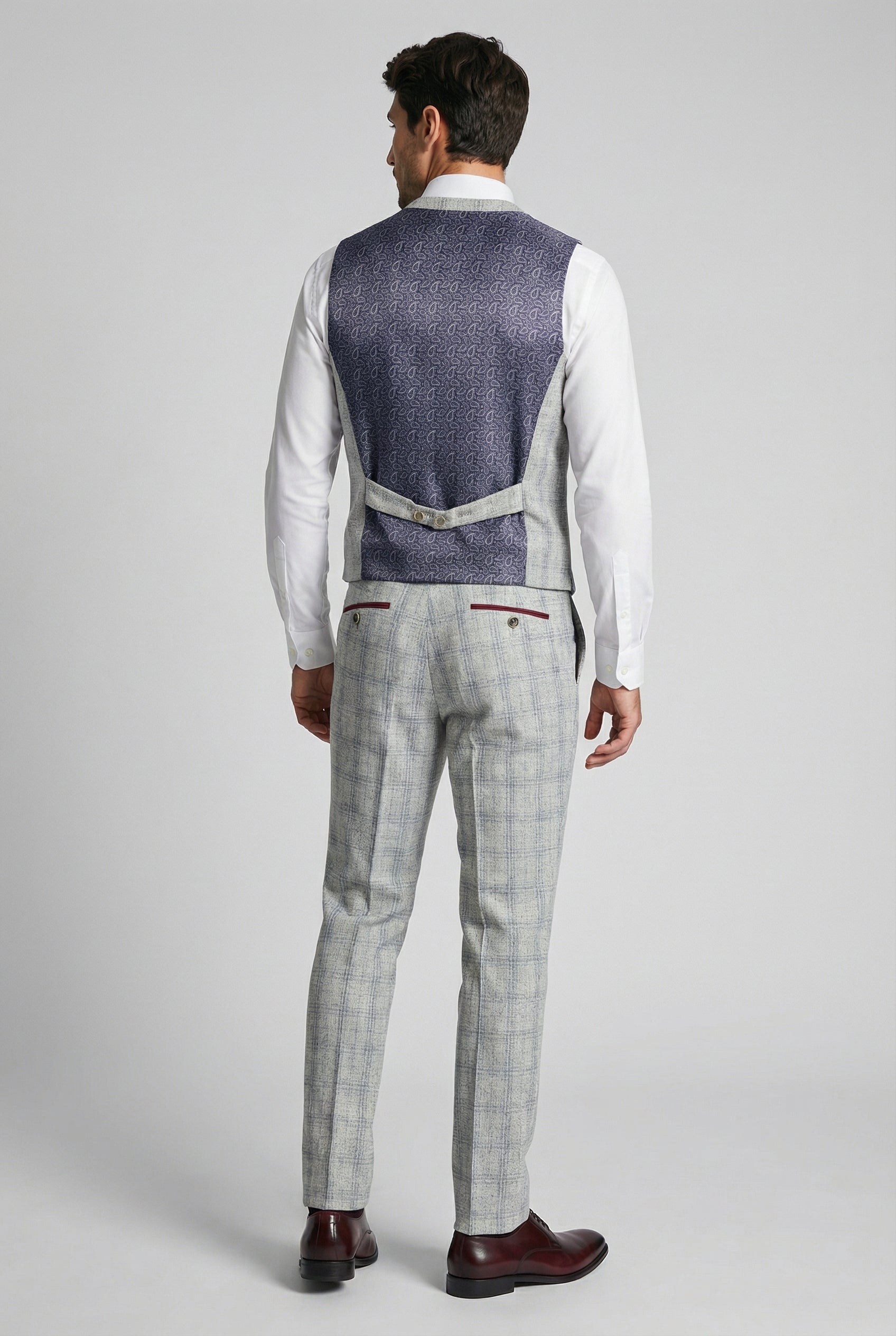 Men's Tweed Check Slim Fit Grey Suit - ANDREW - Grey