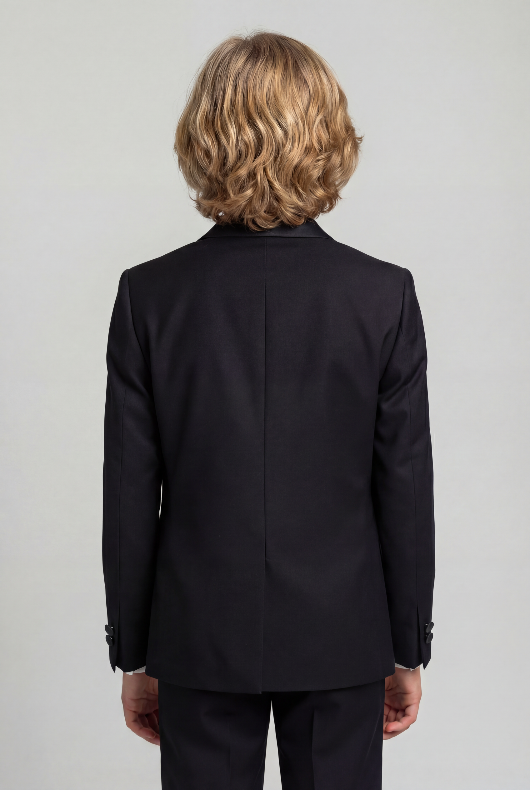 Erkek Çocuk Parlak Yaka Smokin Akşam Kıyafeti - Siyah