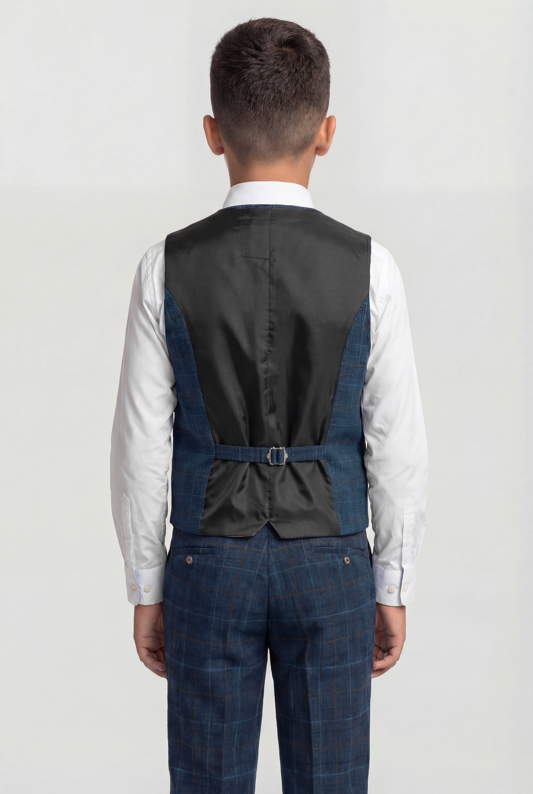 Boys Tweed Windowpane Check Suit - CODY Blue - Navy Blue