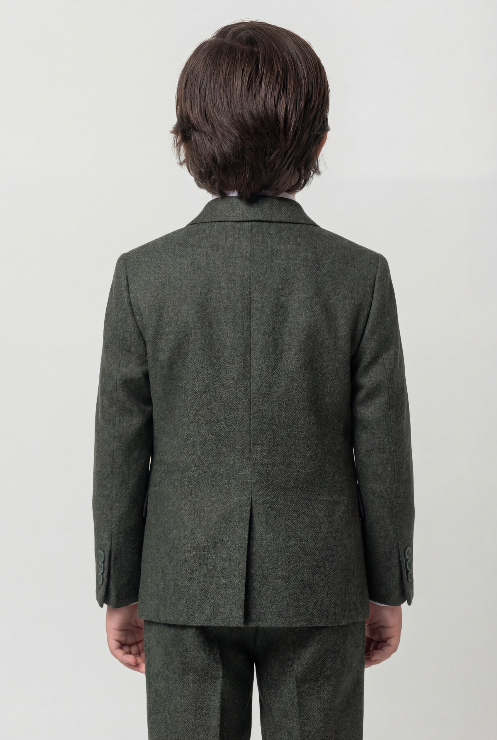 Costume croisé 4 pièces pour garçon, coupe ajustée - Vert foncé