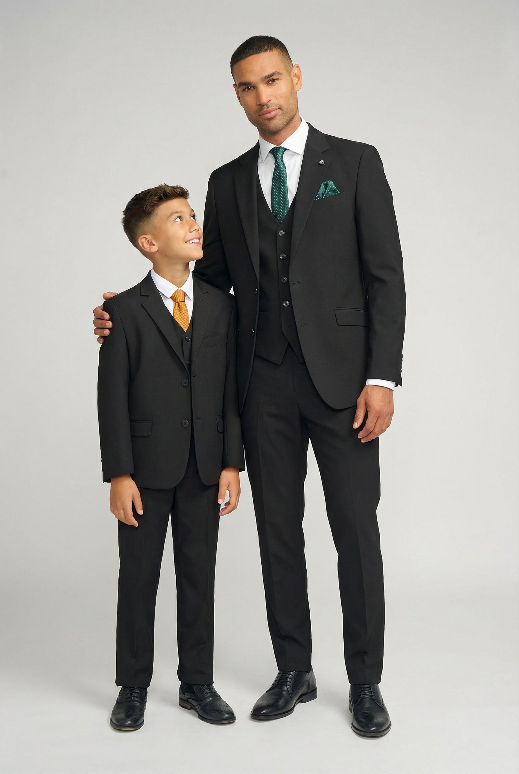 Father & Son Matching Slim Fit 3-Piece Suit Set - Malibu Black