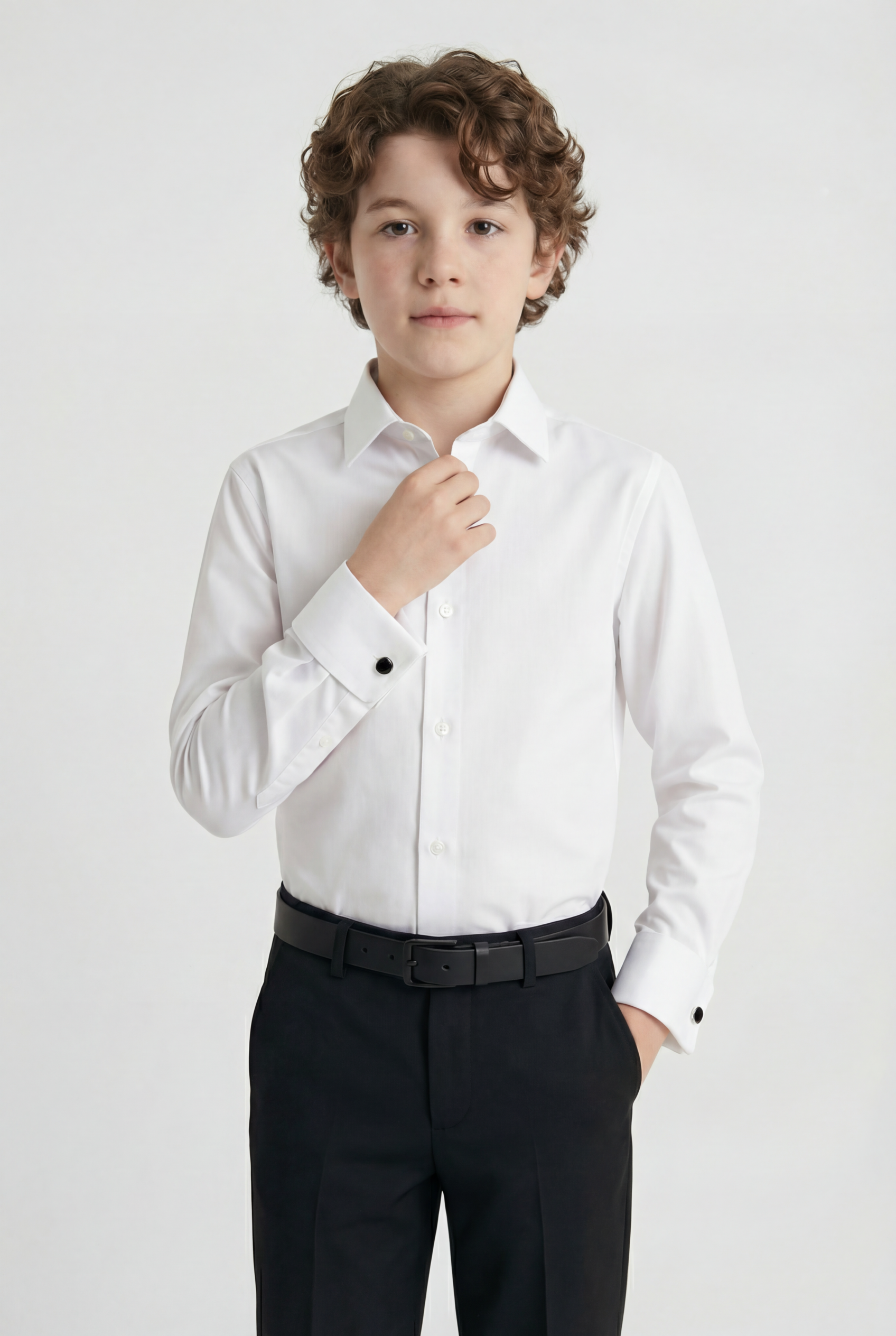 Jungen Slim Fit Stiftknopf Dresshemd - Weiß