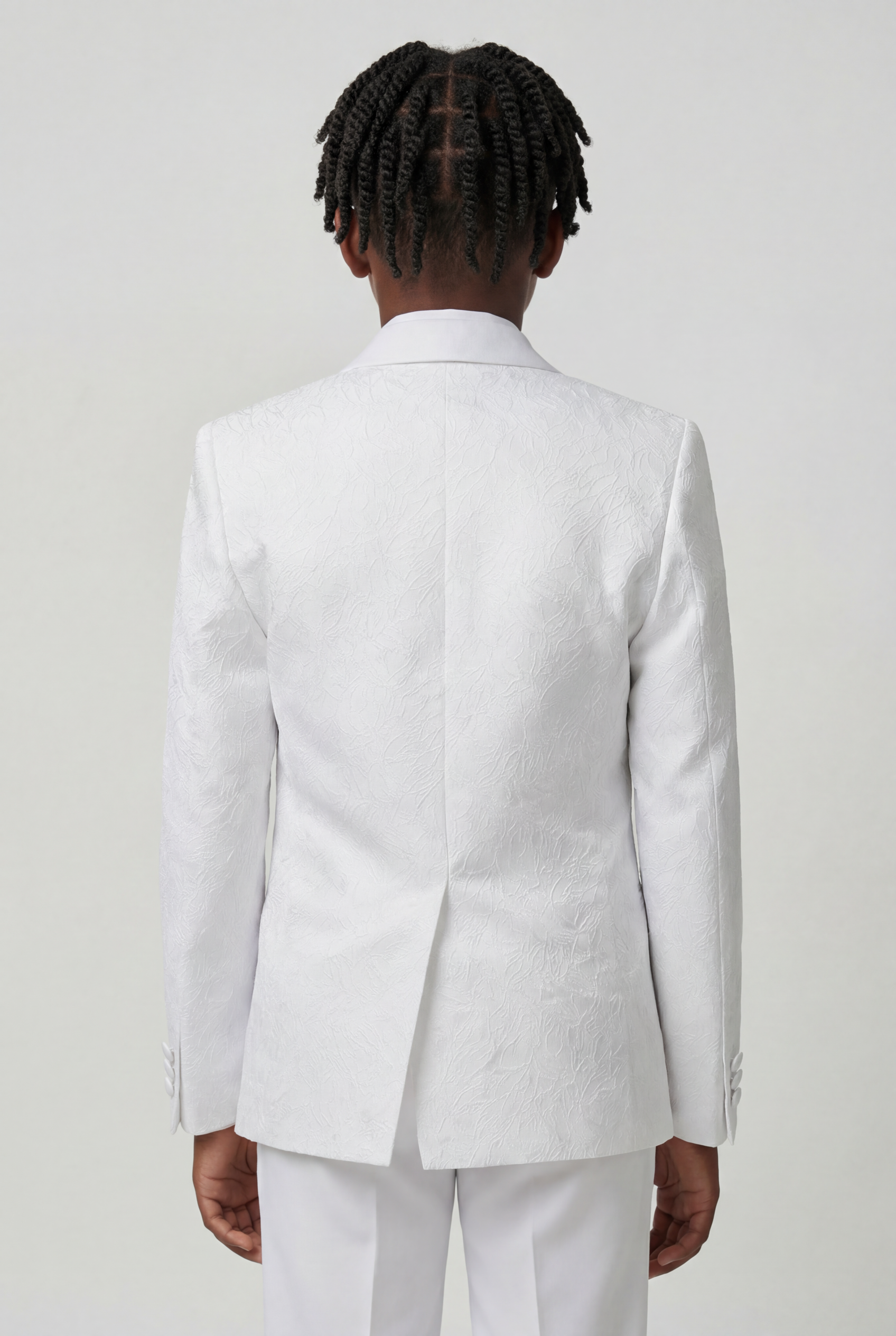 Abito da cerimonia per ragazzi 5 pezzi bianco floreale con texture - Bianco