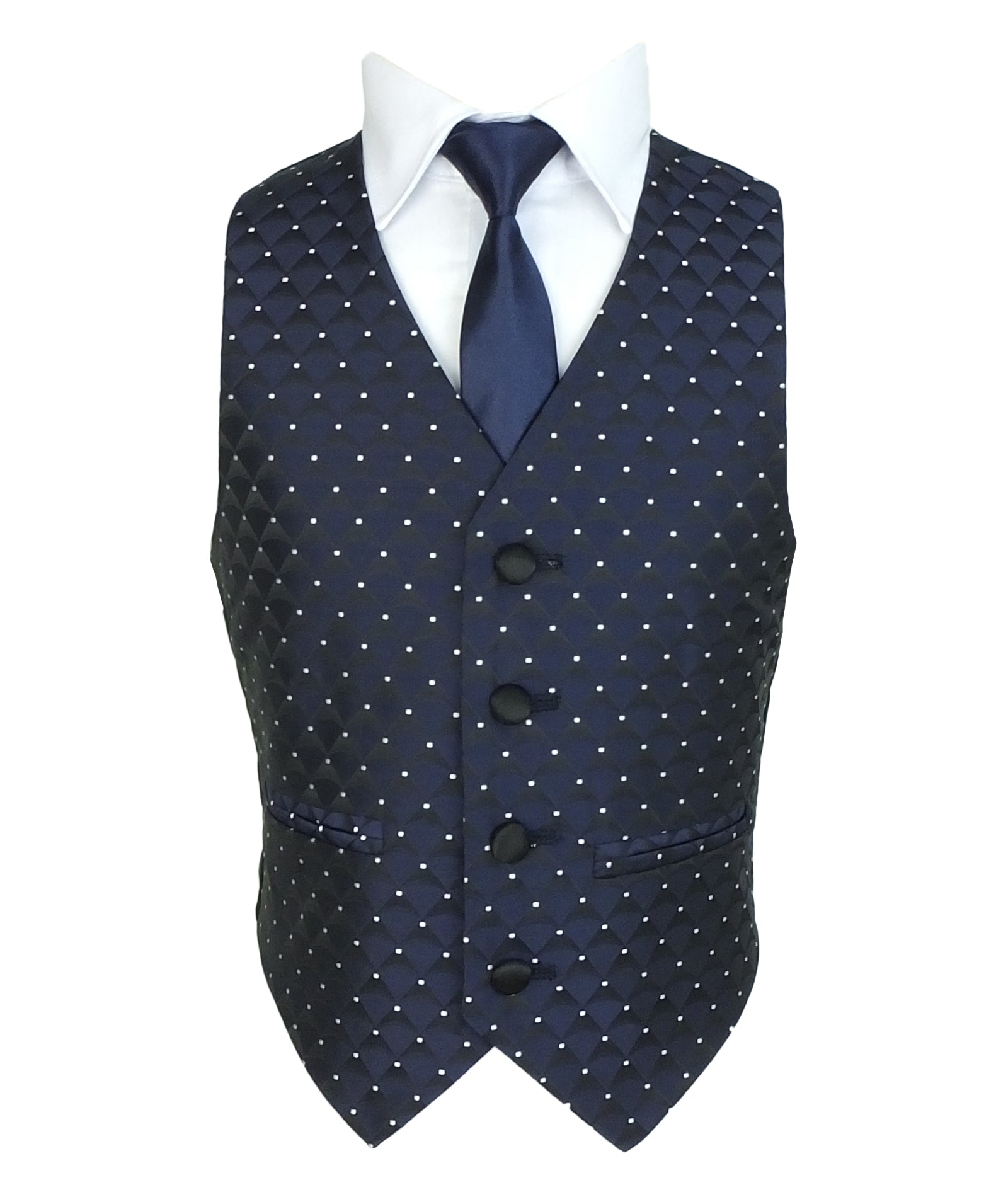 Completo smoking trapuntato nero a pois per ragazzi - Nero