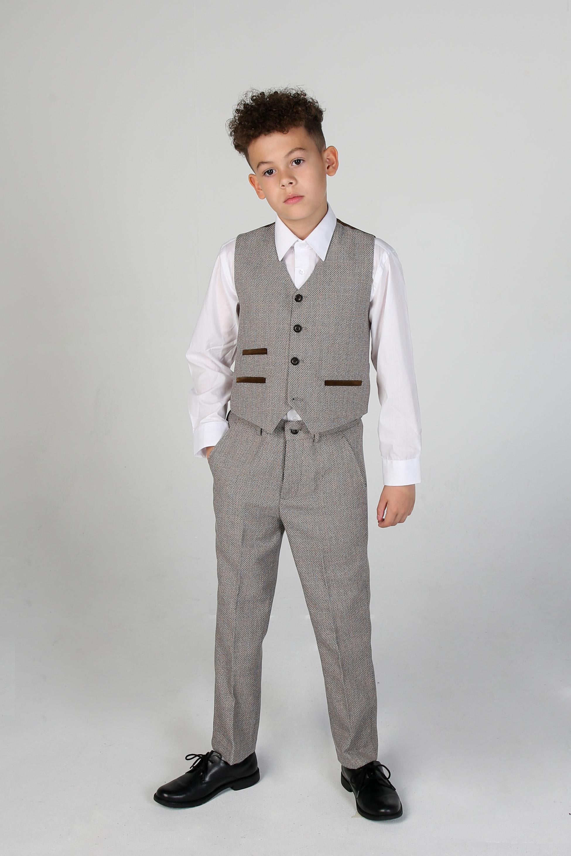Jungen Tweed Maßgeschneiderter Formalanzug - Ralph - Creme