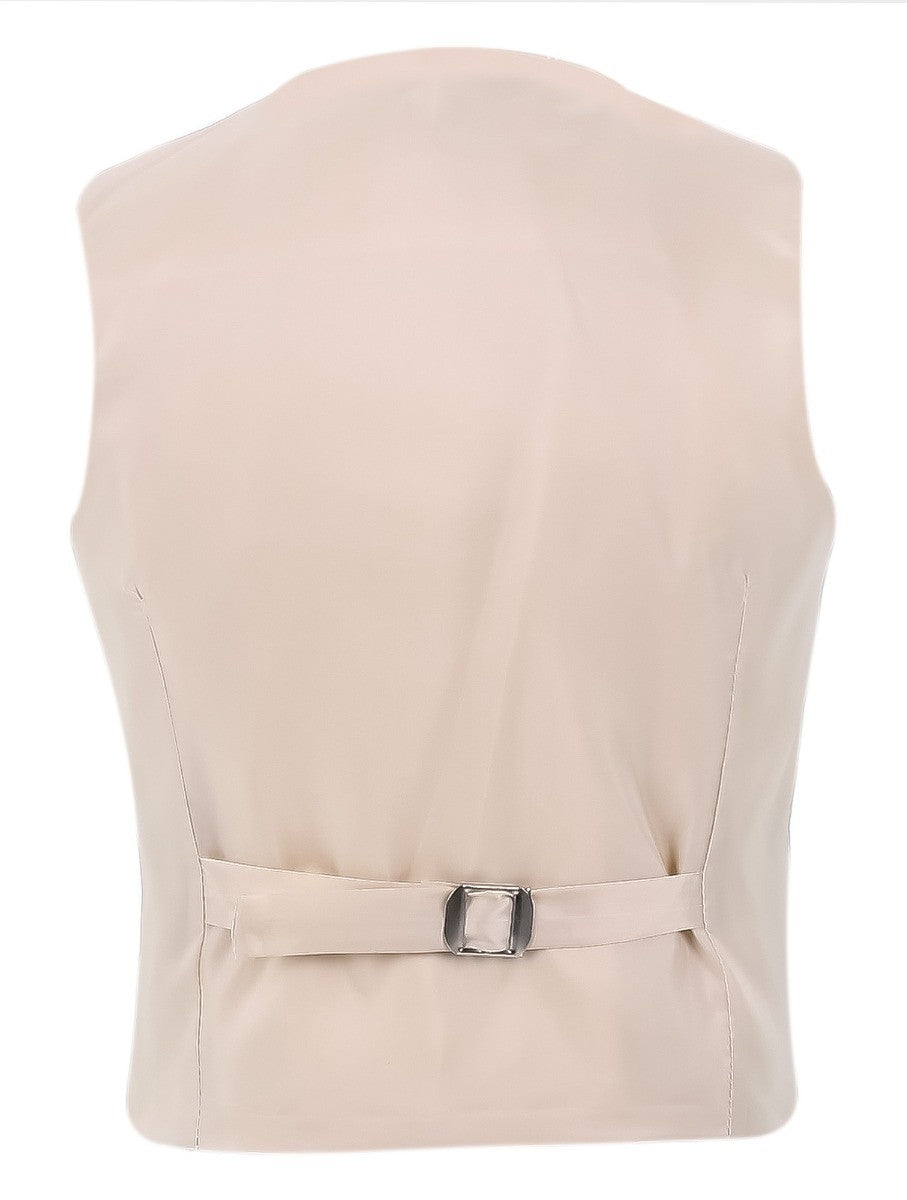 Jungen Slim Fit Fensterkaro Anzug - Beige