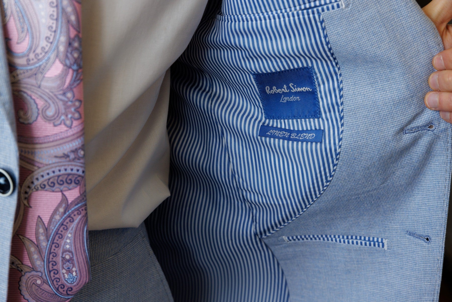 Costume à Motifs Slim Fit pour Hommes - JUDE - Bleu Clair