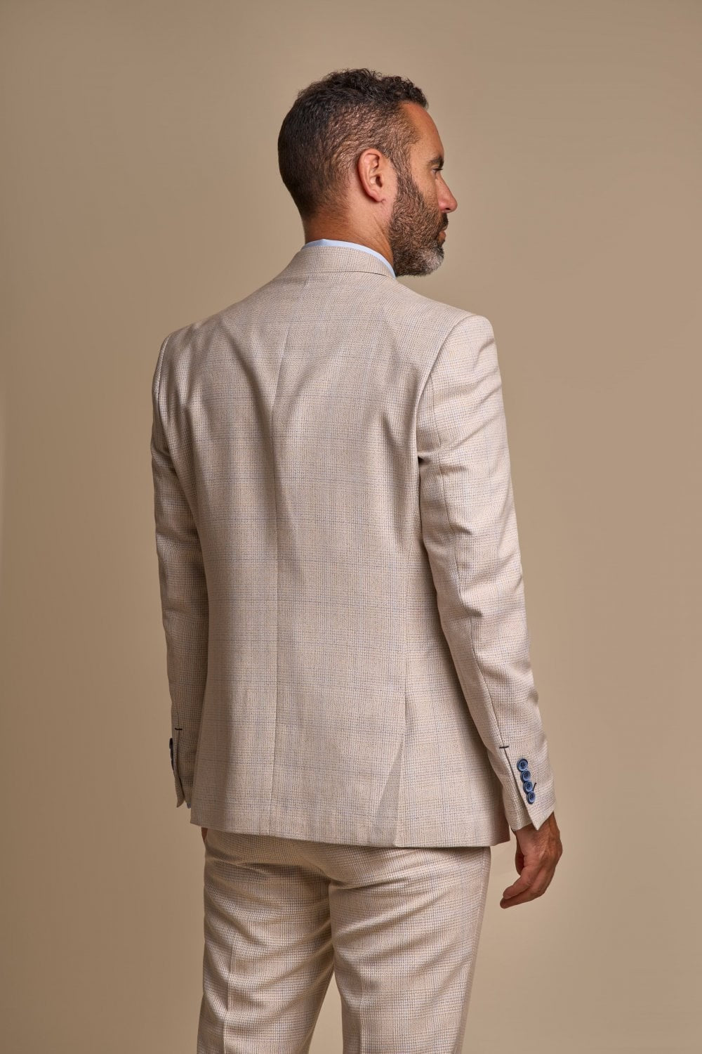 Costume en Tweed à Motif Pied-de-Poule Slim Fit pour Homme - CARIDI - Beige