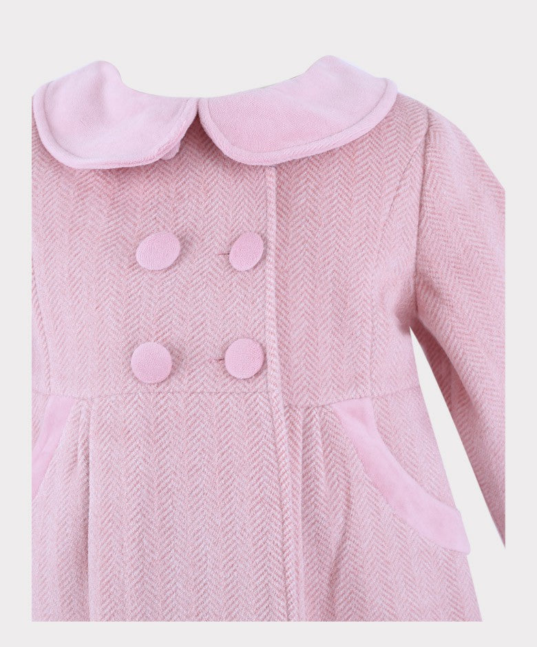 Mädchen Fischgrät Formeller Mantel und Hut-Set - Pink