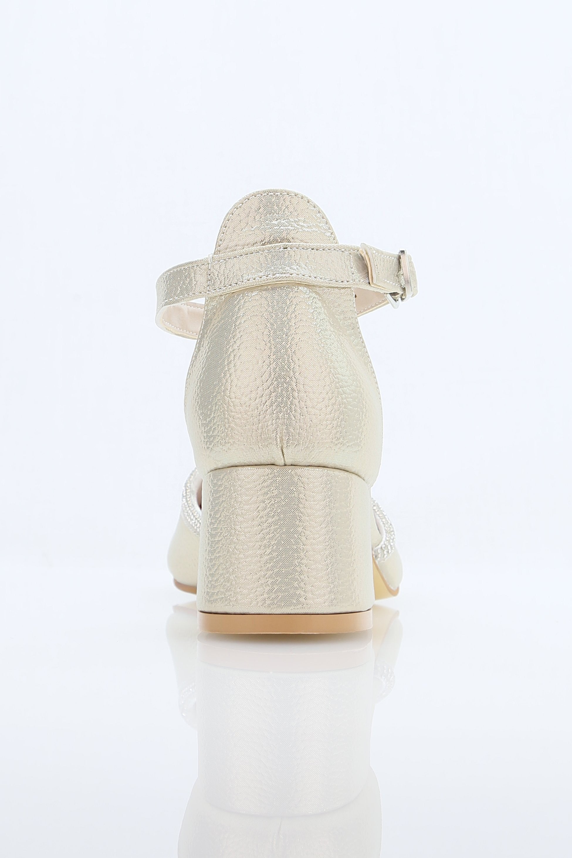 Chaussures à talons blocs texturées avec bride pour filles – JEWEL - Or