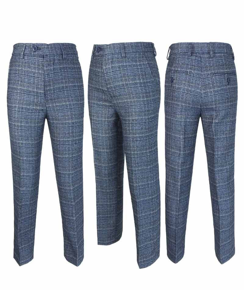 Ensemble Costume en Tweed à Carreaux Bleu Ciel pour Garçons - Bleu Ciel