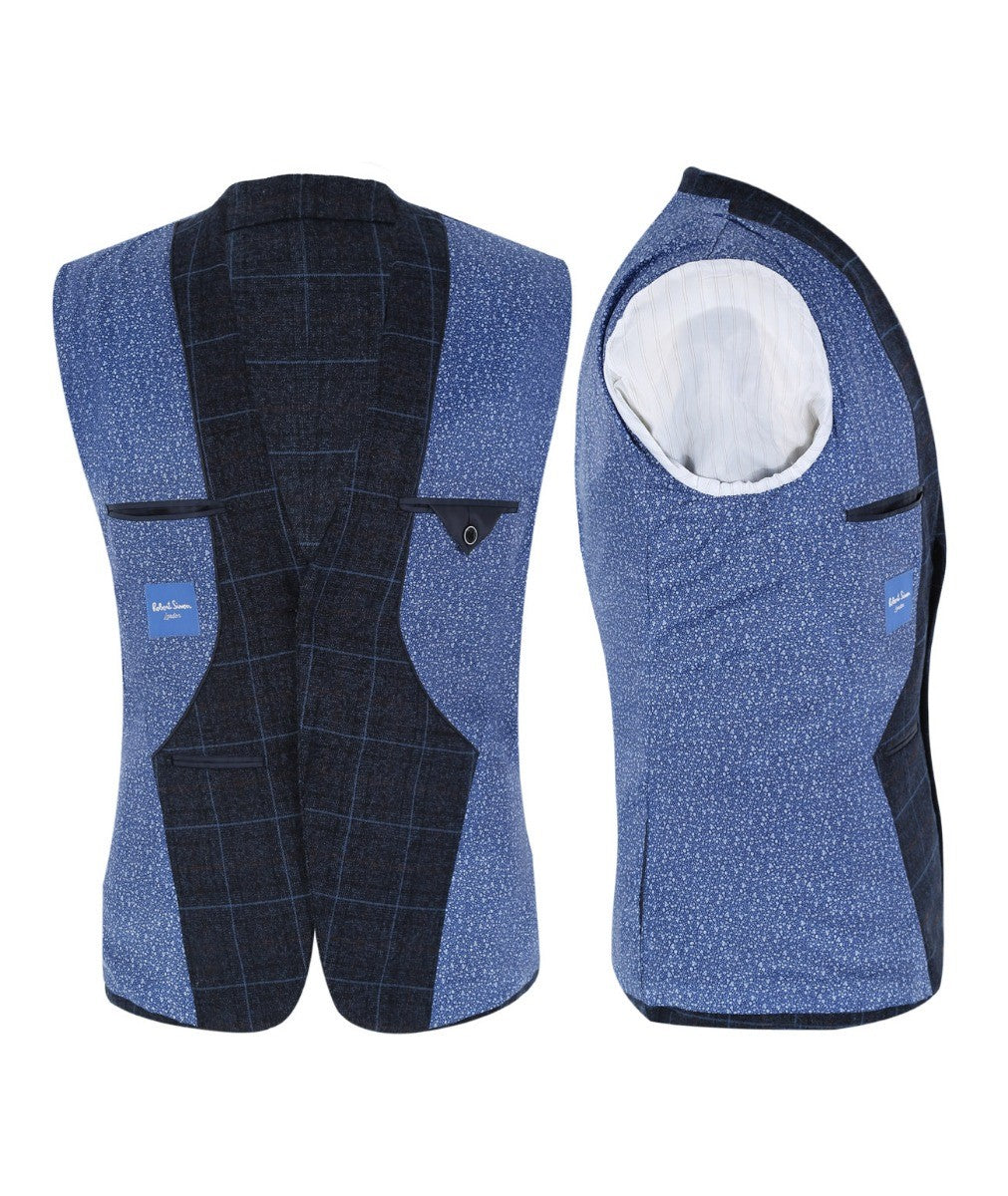 Herren Maßgeschneiderte Retro Karo Anzugjacke - ANTHONY NAVY - Marineblau