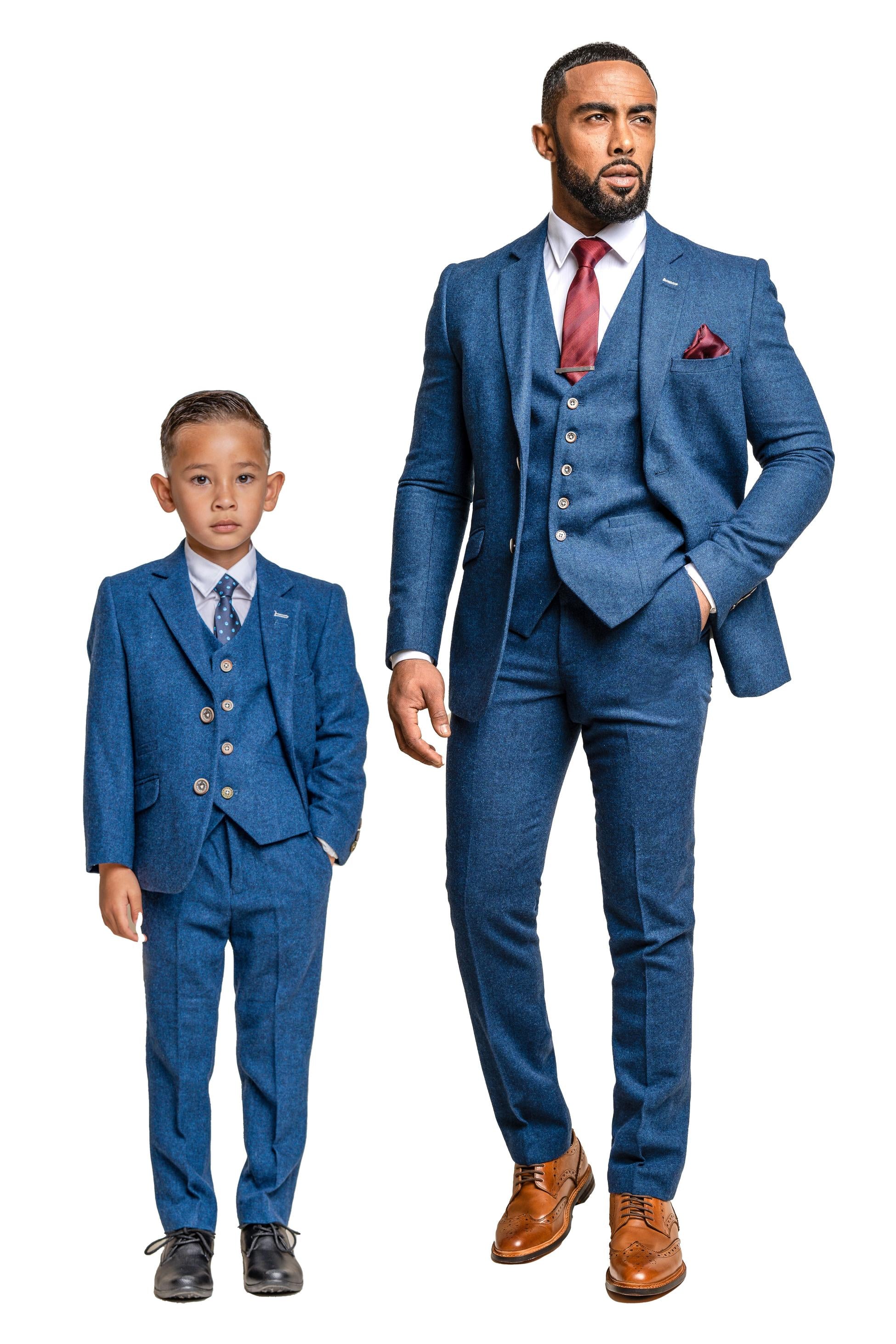 Blauer Herrenanzug aus Tweedwolle im Slim Fit - ORSON - Blau