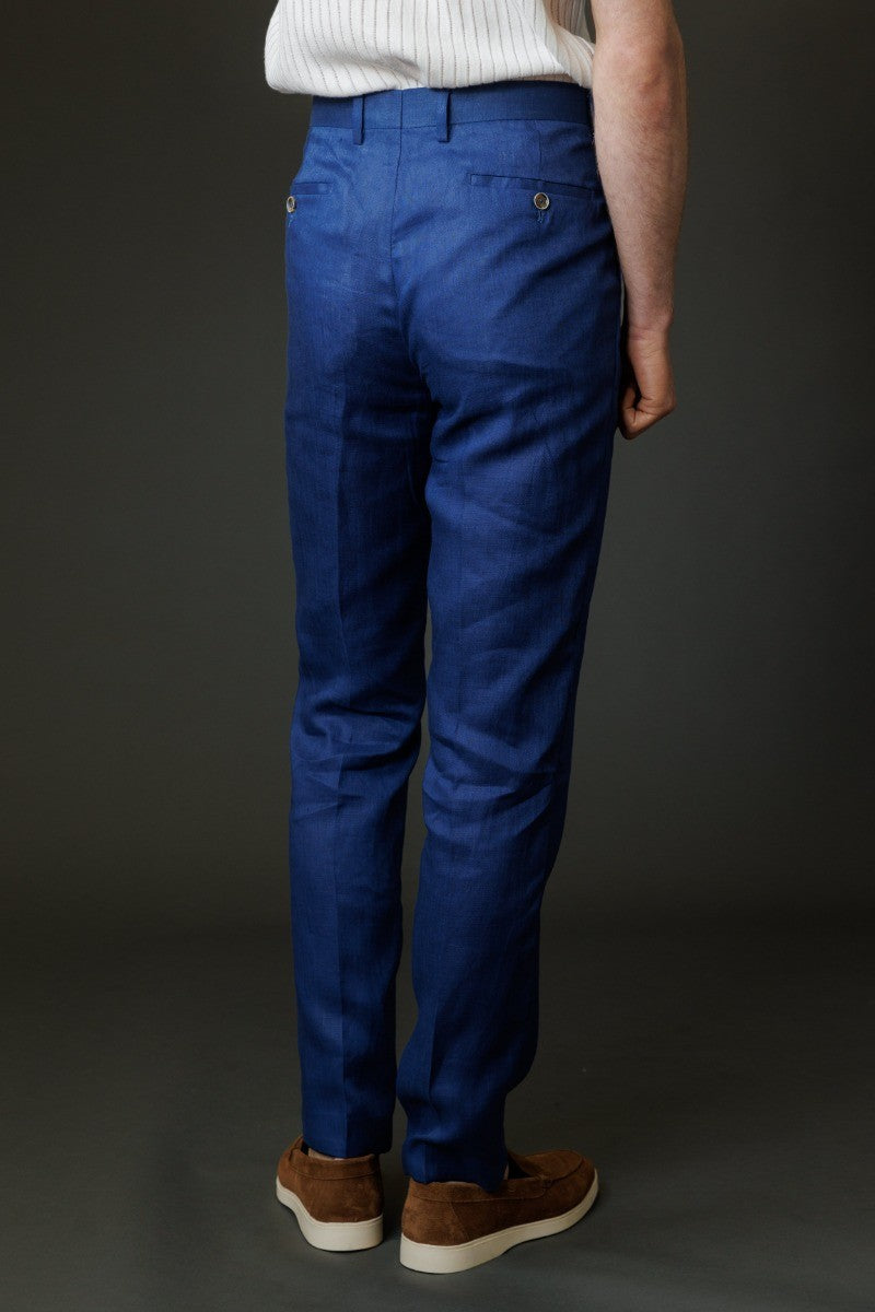 Ensemble Costume en Lin Slim Fit 2 Pièces pour Hommes - Bleu Marine