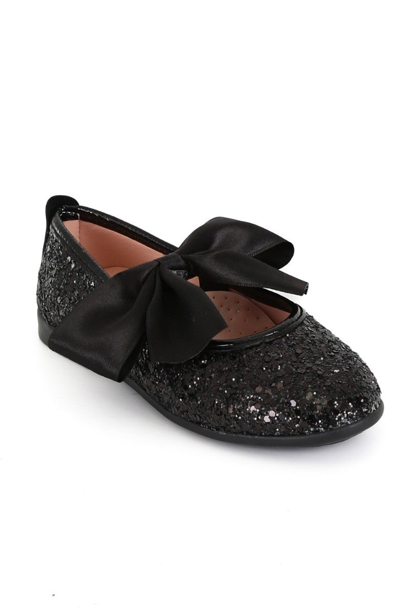 Escarpins Plats à Paillettes pour Filles - LOLA - Noir