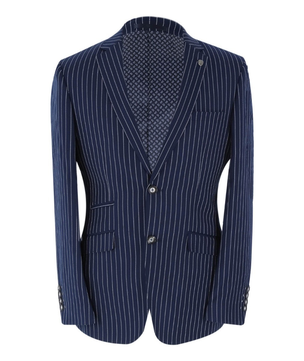 Costume à Rayures Bleu Marine Tailleur pour Homme - MASON - Bleu Marine