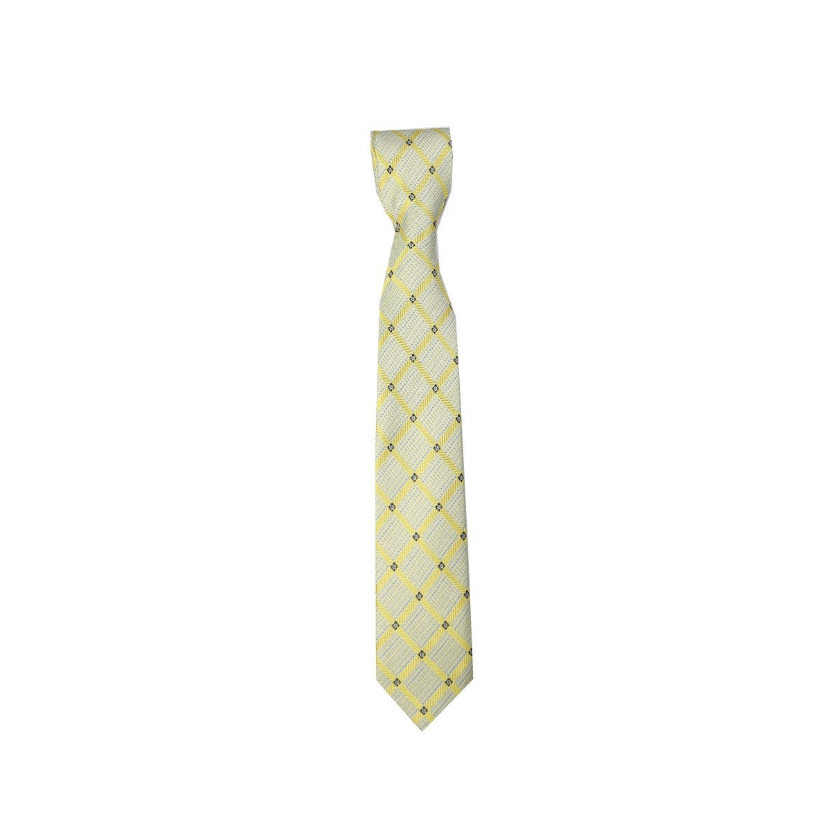 Boys Plaid Checkered Tie & Hankie Set Cream and Gold
