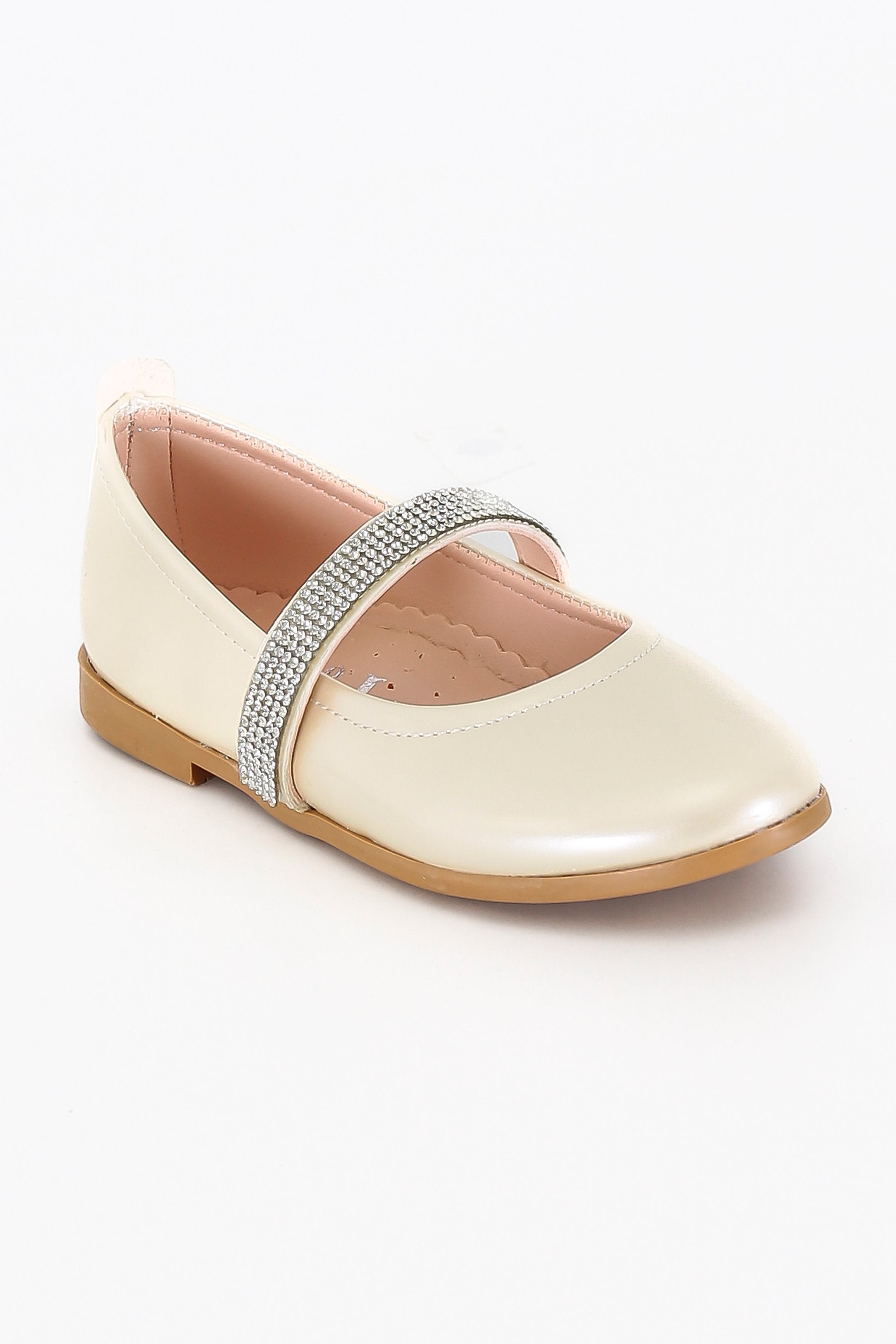 Girls Rhinestone Patent Mary Jane Shoes - ARWEN - Ivory