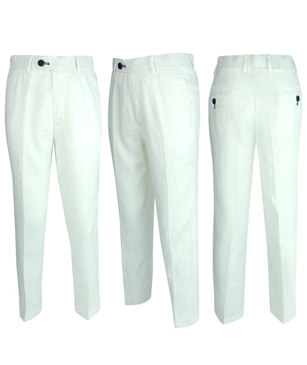 Jungen Leinenanzug mit Ellbogenpatches - Weiß