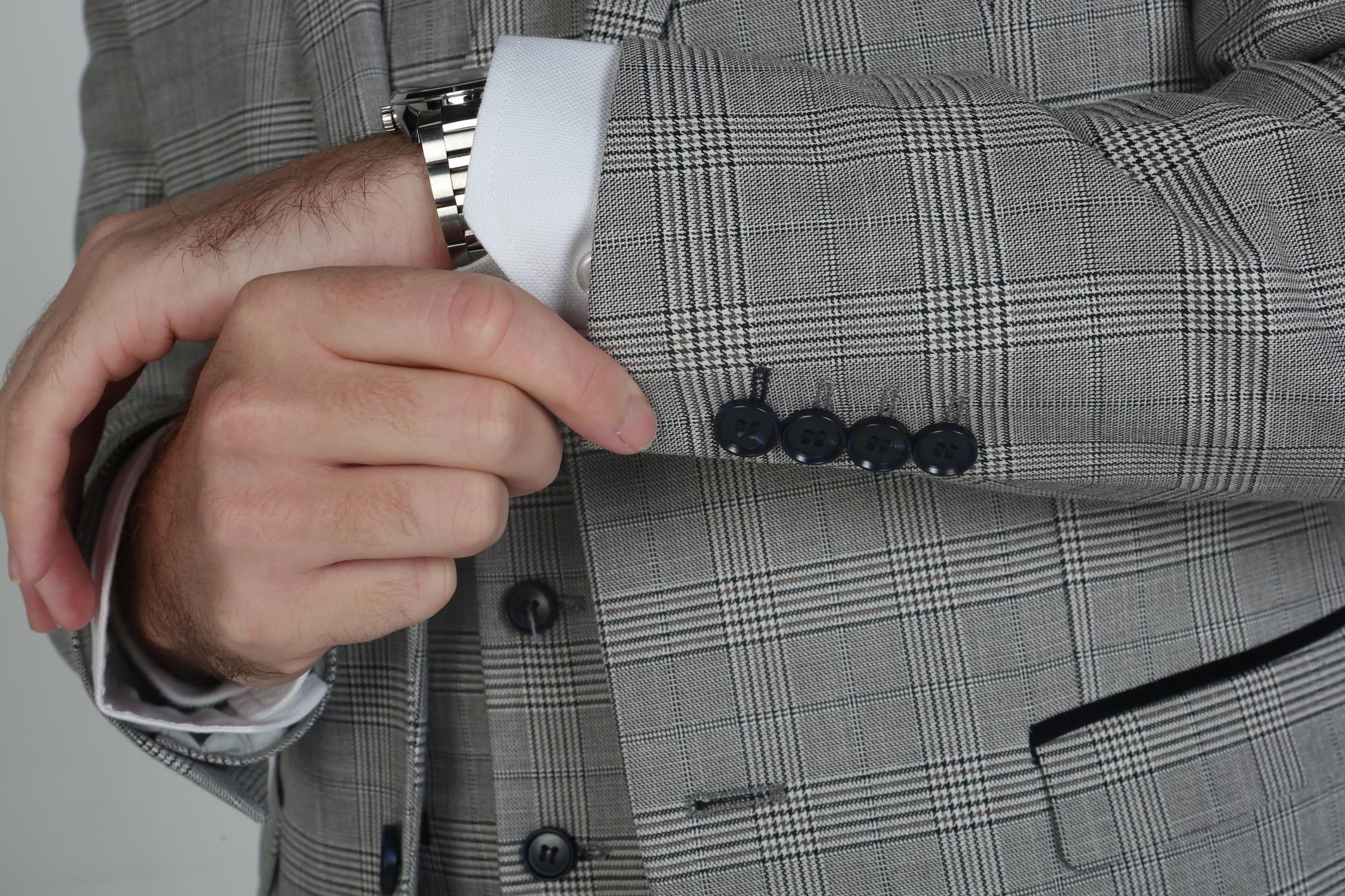 Costume Formel en Tweed à Carreaux Windowpane pour Hommes - HUGO - Gris