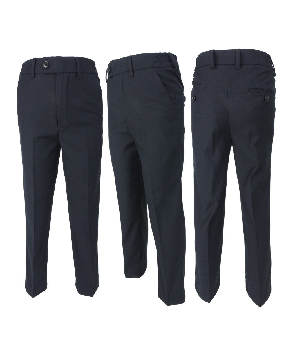 بدلة أولاد بقصة نحيفة بتأثير منسوج ومربعات - أزرق كحلي